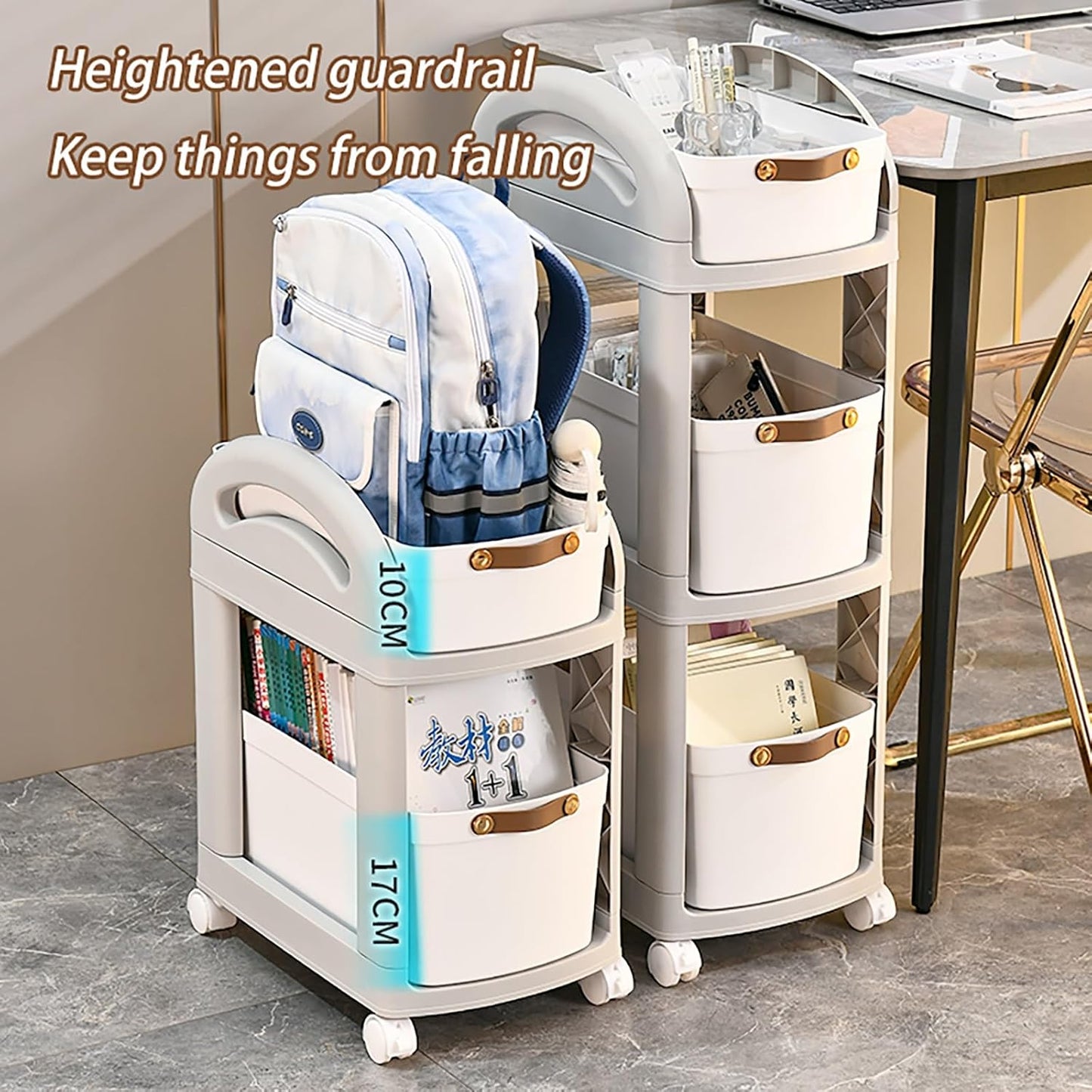 Mobile Bookshelf with Wheels Bookshelf with Wheels 3 Tier Modern Narrow Bookcase Removable Movable Unique Bookcase Small Bookshelf for Small Spaces Living Room Bedroom Study (Size : Two floors)