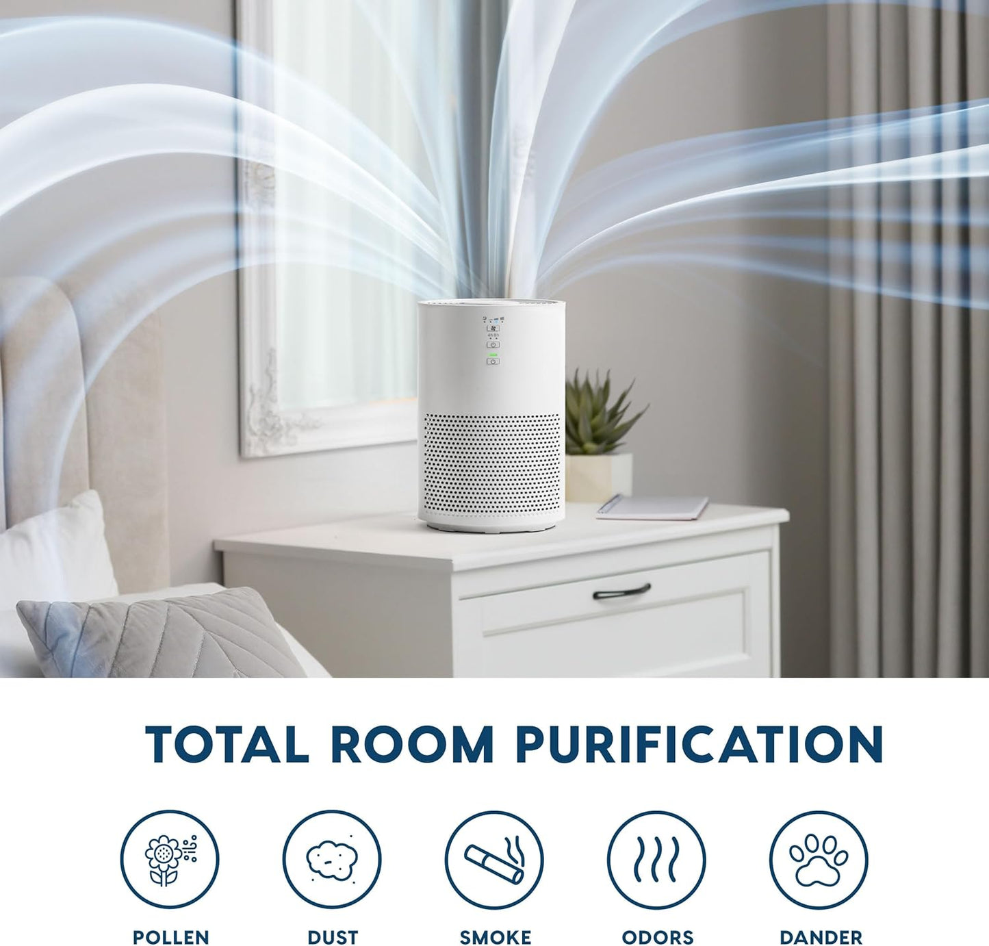IRIS USA WOOZOO True HEPA Air Purifier, H13 3-in-1 filter removes 99.97% of particles, pet hair, smoke, and odors, covers up to 648 ft², 46W Energy Star motor, ideal for bedrooms and allergies