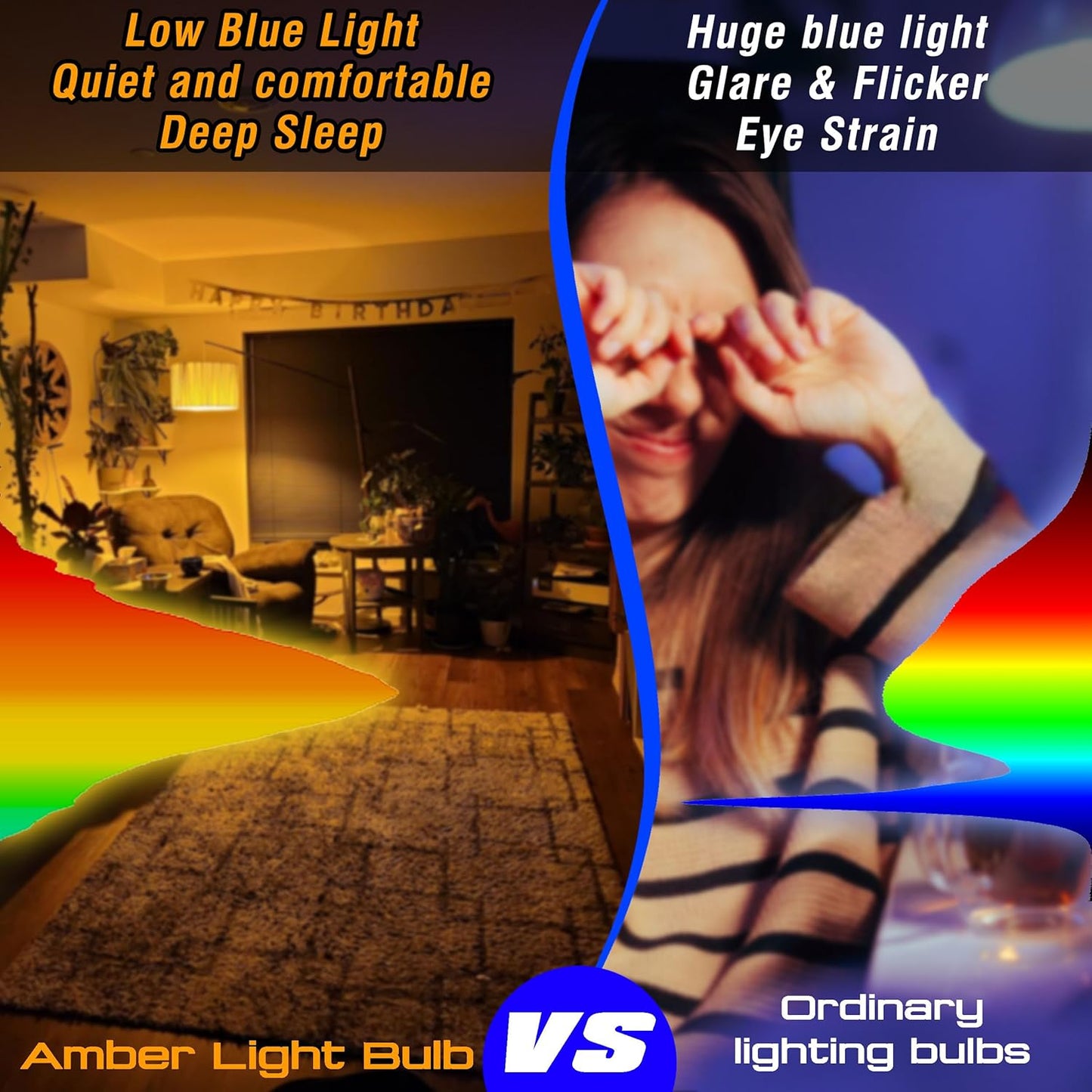Amber Sleep Light Bulbs 1600k, 1.5W Low Brightness Night Light Bulb 130lm, A15 Blue Light Blocking 15w Equivalent, E26 Warm Amber Light Bulbs for Bedroom, Nursery, Healthy Sleep, Non-Dimmable, 2 Pack