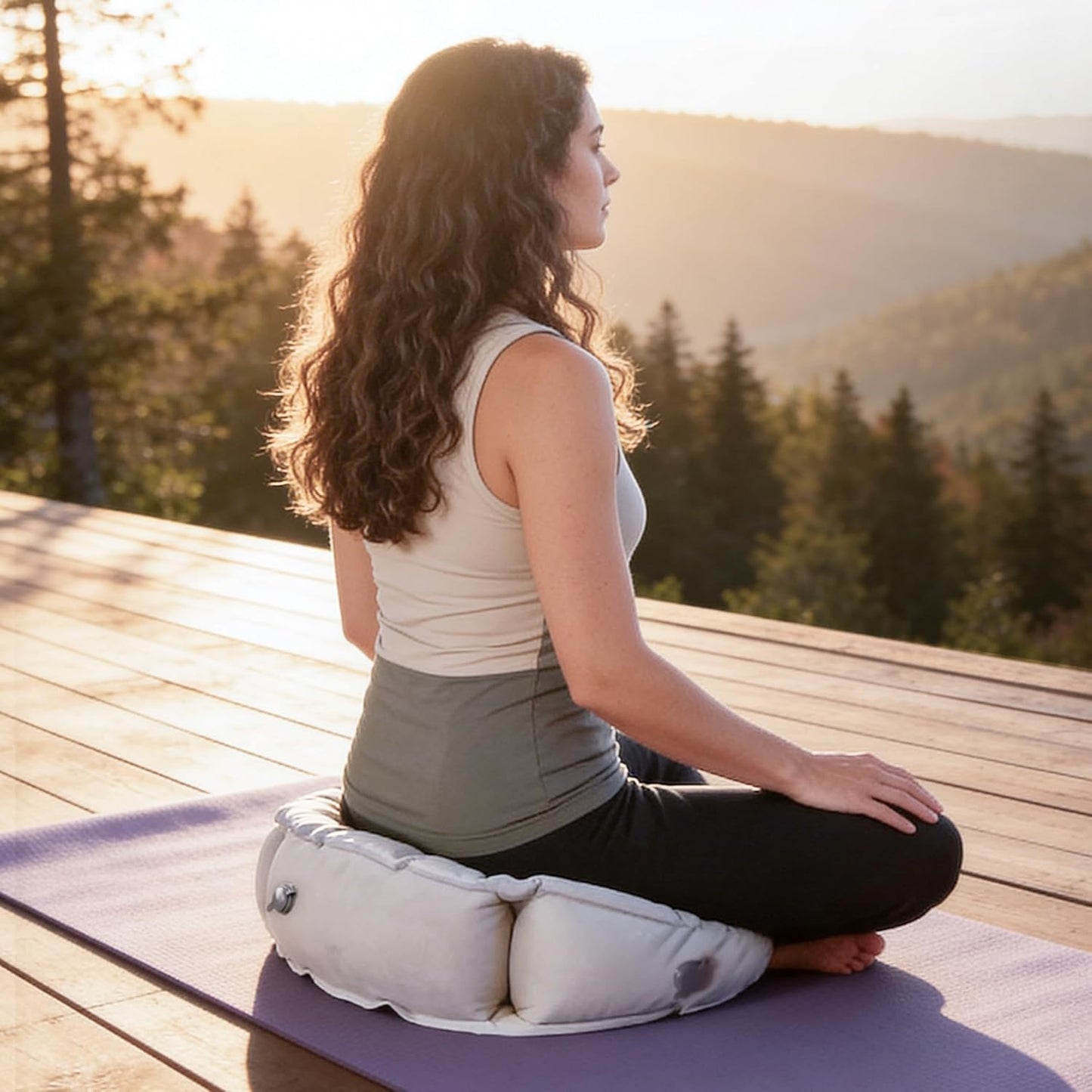 Air Meditator Inflatable Meditation Cushion and Travel Pillow – Meditate on Air in Total Comfort with Adjustable Three-Chamber Design for Enhanced Posture and Portability