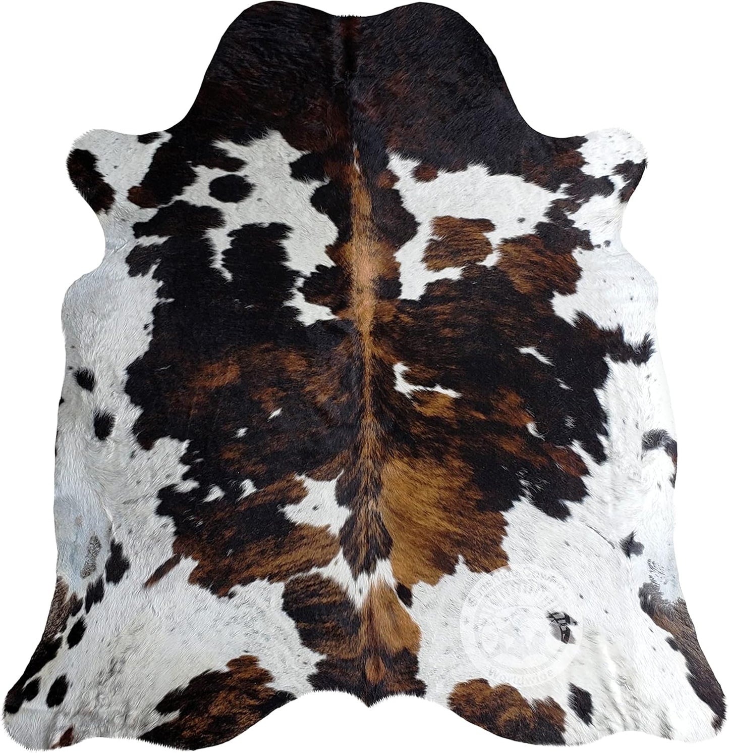Sunshine Cowhides 100% Genuine TricoloreCowhide Rug - Modern Style Animal Skin Rug & Floor Carpet for Living Room, Bedroom, Kitchen & More - Large (6x6-7ft)