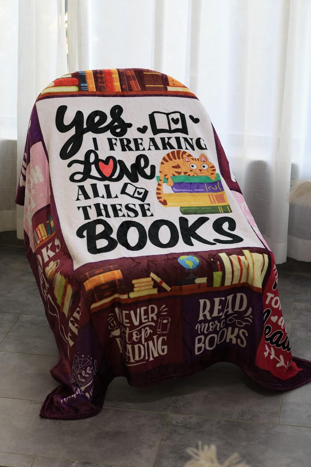 Book Lovers 50X60 Soft Throw Blanket for Women 310 Grams Throw Gifts for Book Lovers Women Female Books Reader Design for Easy Maintenance
