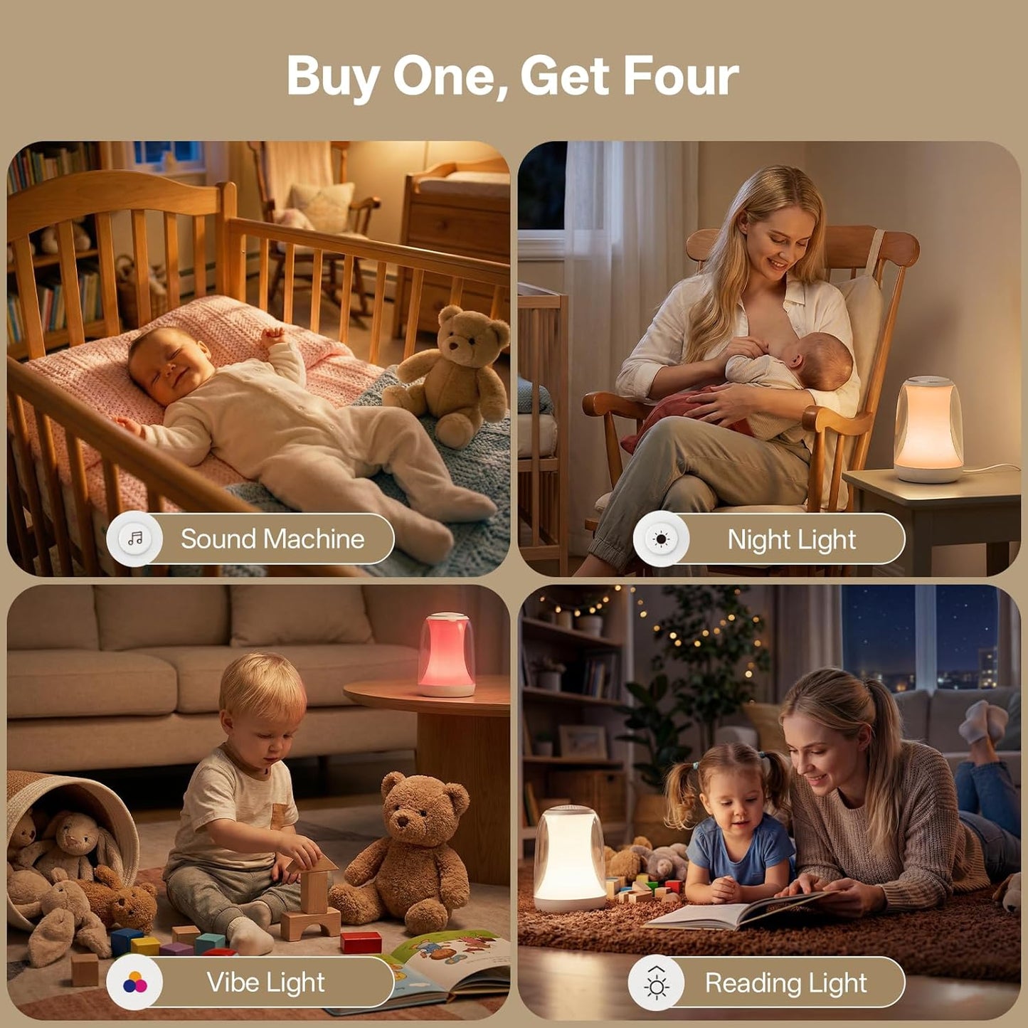 Hotmoon Sound Machine Baby Night Light, Lullight White Noise Sound Machine Remote/Touch Control, Timer, Toddler Sleep Trainer 27 Soothing Sounds for Kids Nursery Sleeping Breastfeeding Lullaby Bedroom