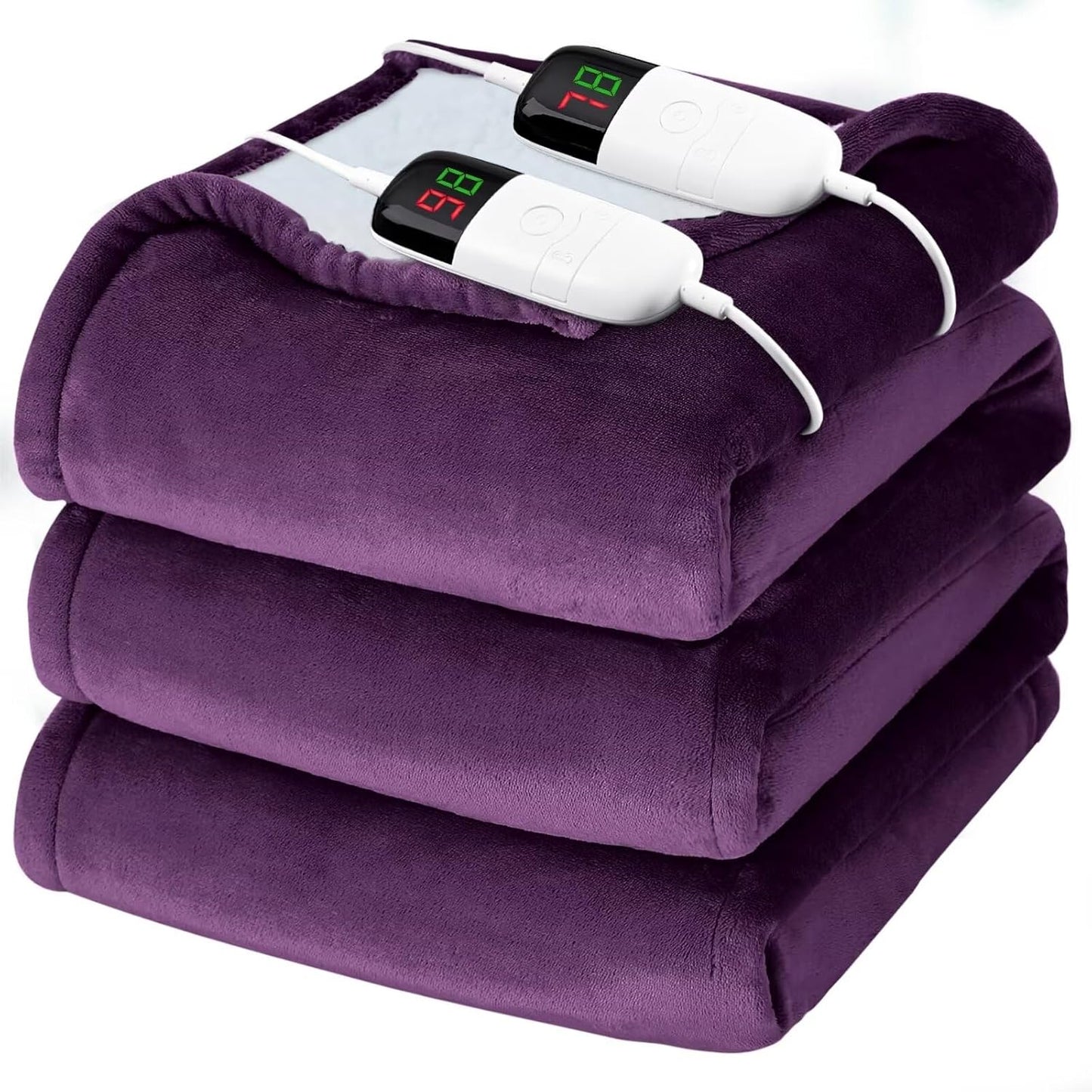 BOMOVA Heated Electric Blanket Queen- 84" x 90" Heating Blanket with 10 Heating Levels & 8 Hours Auto Off, Warm Flannel Blanket, Christmas Birthday Gifts for Women