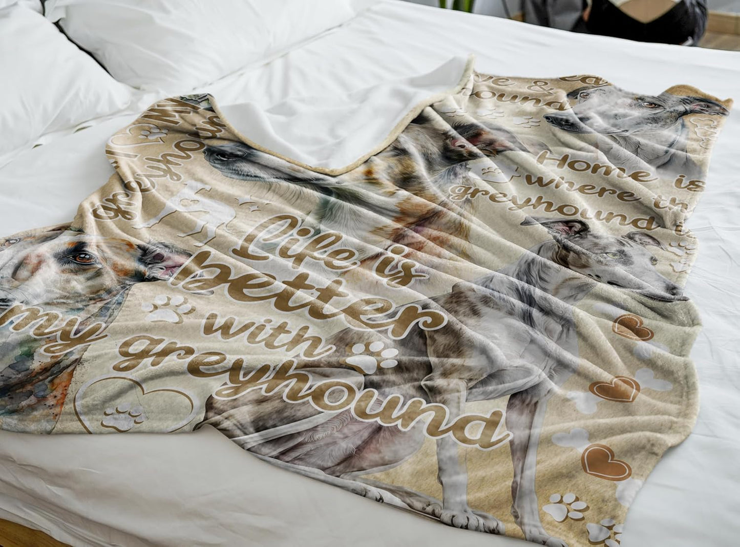 Greyhound Blanket Gifts for Dog Lover & Owner, Greyhound Gifts for Women & Men, Dog Mom & Dad, Soft Flannel Blanket, 65 x 50 inches