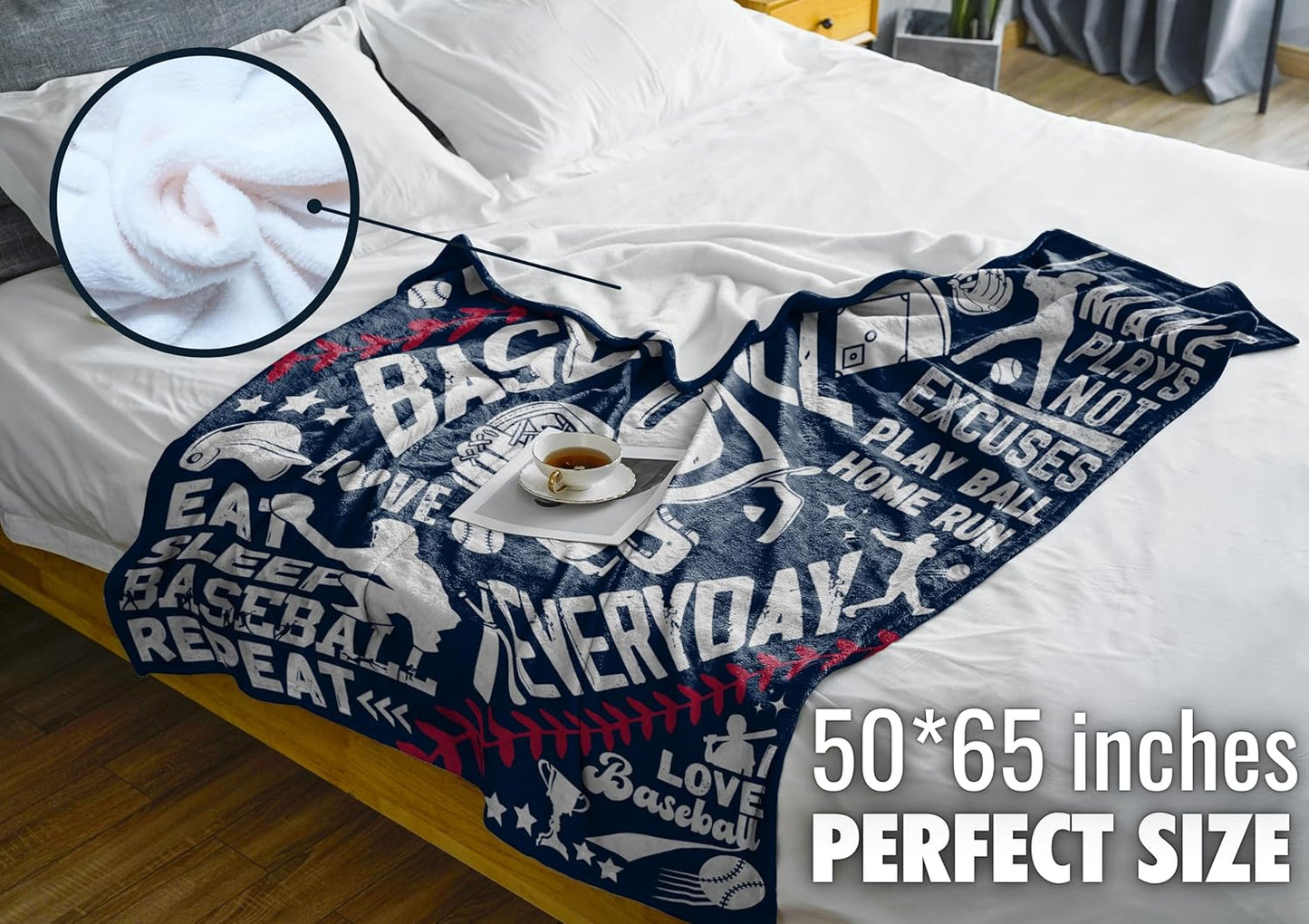 InnoBeta Baseball Gifts for Boys Blanket Throw - Gift from Mom Dad for Teen Sport Fans Kids Adults - Baseball Everyday - 50" x 65"
