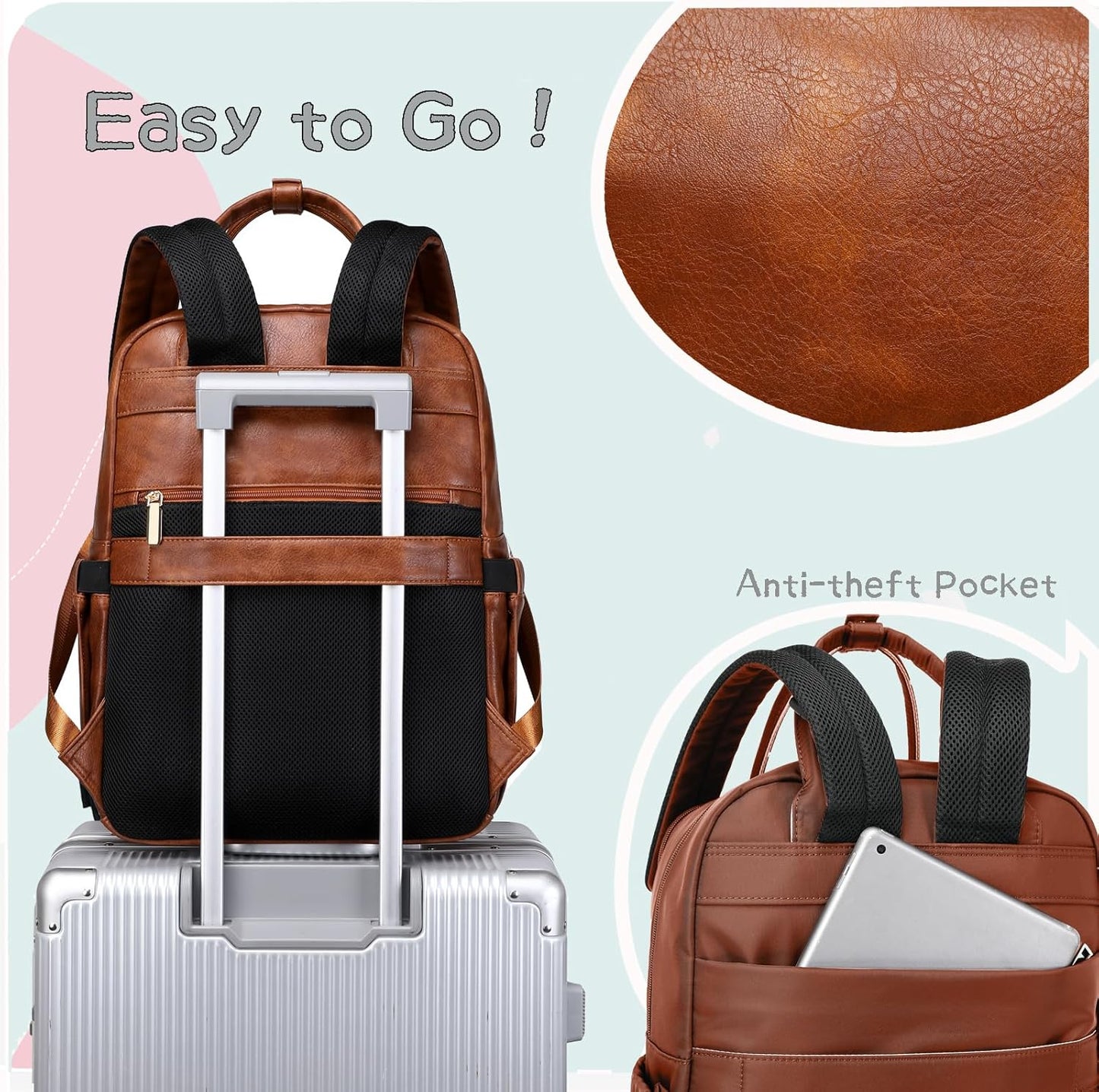 18 Pockets Large Diaper Bag Backpack with 4 Insulated Pockets and Stroller Clips, Baby Shower Essentials (Brown, Large)