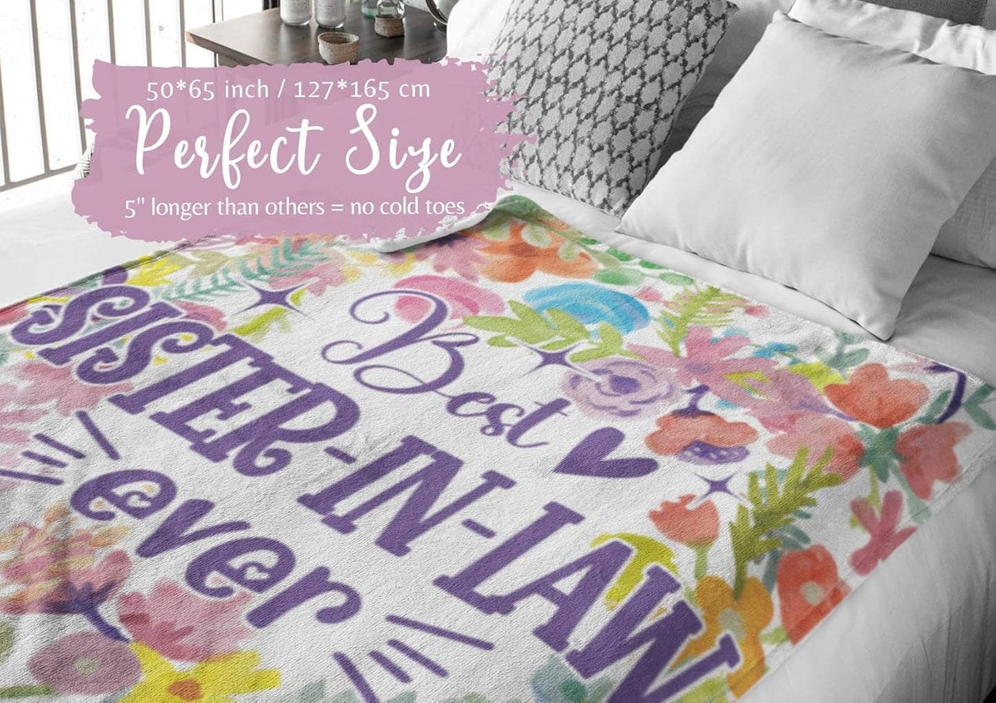 Sister-in-Law Gifts: Throw Blanket - Perfect for Christmas, Birthday, Mother's Day - Best Sister-in-Law Ever (50 x 65 inches)
