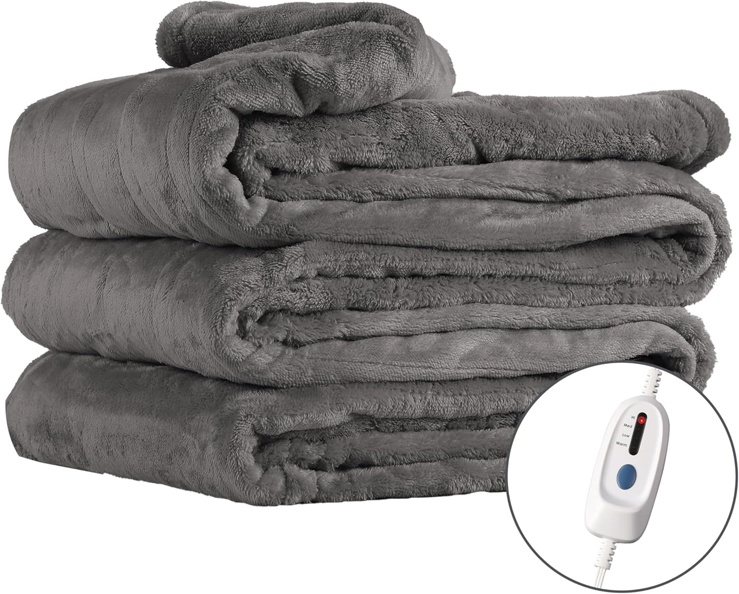 Electric Heated Blanket Full Size 72"×84" with 9 Heating Levels & 1-10Hs Auto Off, Single Control Large Heating Heater Blankets, Cozy for Bed & Sofa, Energy Efficient, Machine Washable, Light Gray