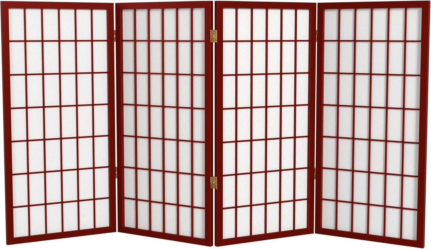 3 ft. Short Window Pane Shoji Screen - Rosewood - 4 Panels