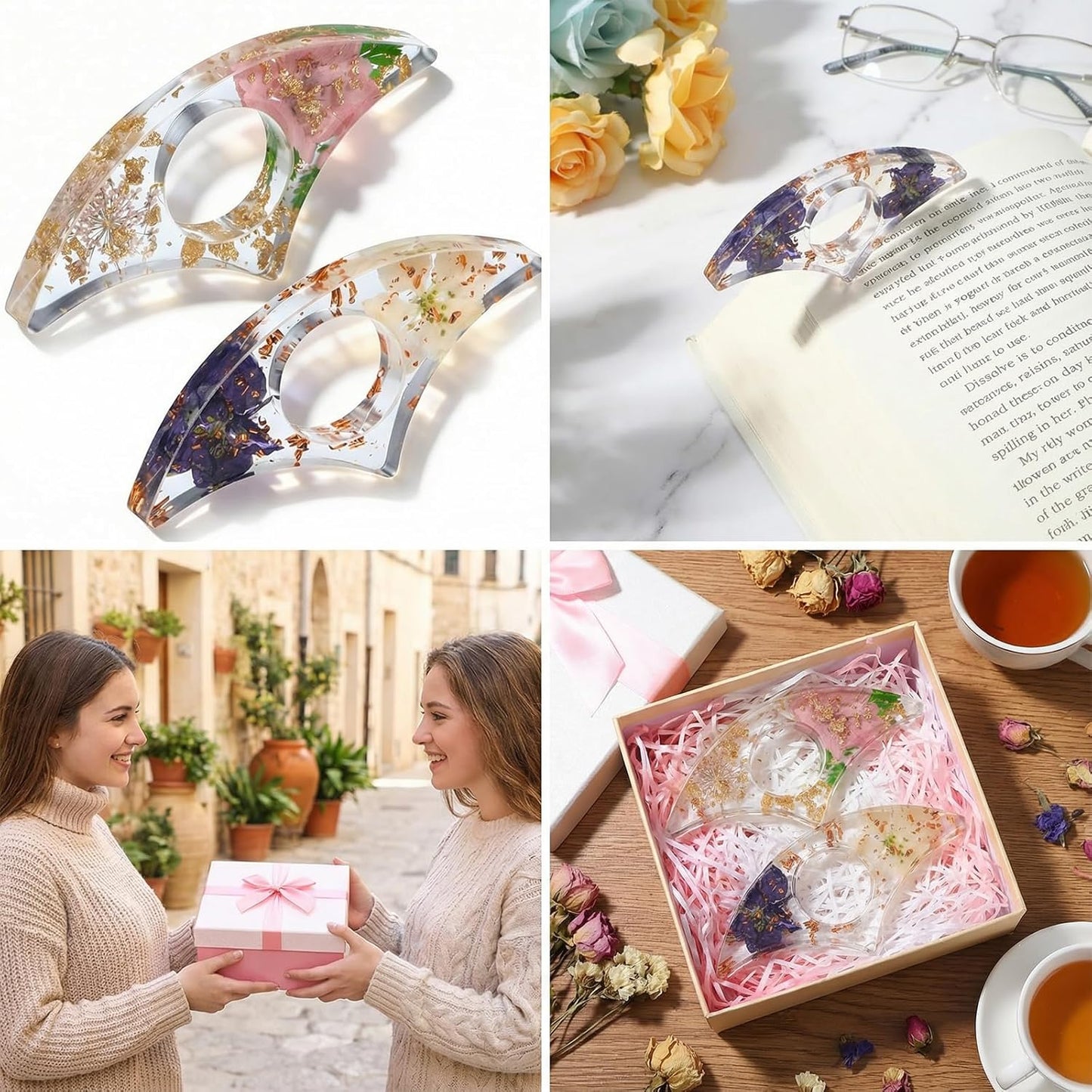 2Pcs Thumb Page Holder Book Page Holder Book Thumb Ring Books Marks for Reading Accessories Transparent Cute Bookmarks for Women Best Friend Friendship Gifts for Books Lovers Teacher Readers