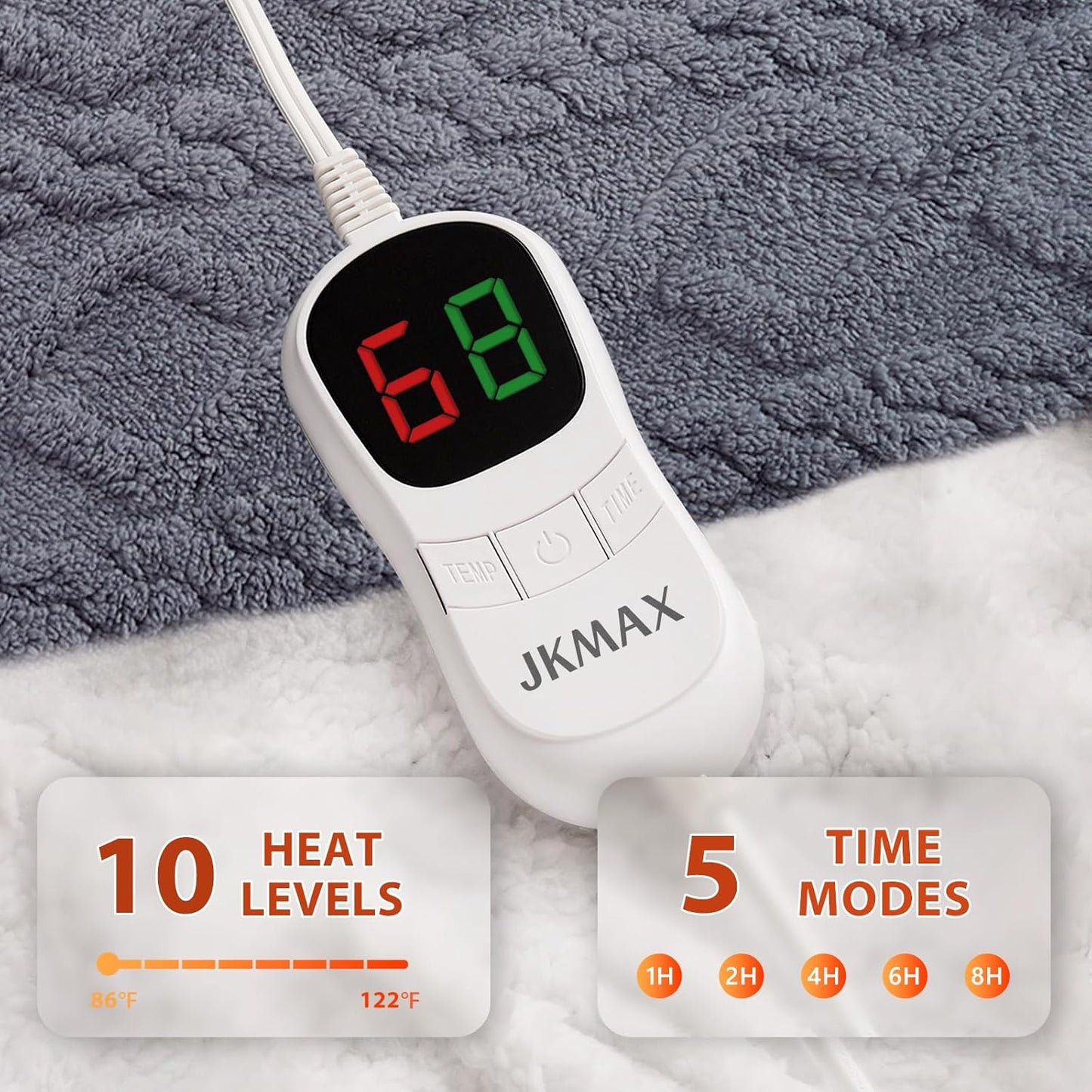 Heated Blanket Full Size - Premium Soft Heating Electric Blanket, Fast Heating with 10 Heating Settings, 5 Time Settings, Machine Washable - Perfect for Winter & Cold Nights (72"x84", Grey)