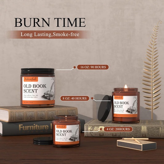 Scented Candles Gifts for Book Lovers, Soy Wax Candles,Fall Candle Inspired Gift Ideas for Readers,Women, Bookworm, Librarian, Men, Friend, 8 oz
