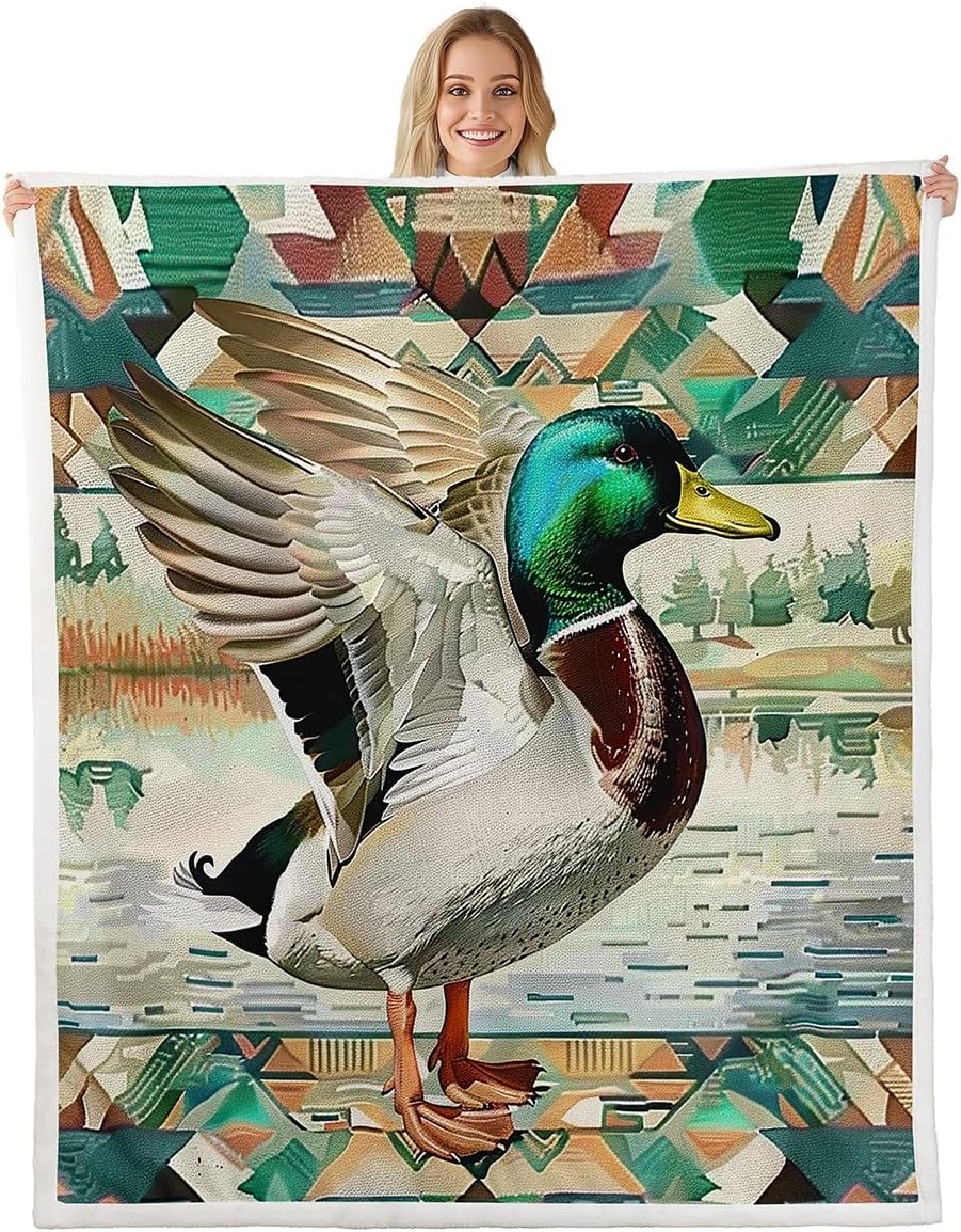 Feelyou Mallard Duck Plush Blanket Baby 30"x40" Cabin Lodge Rustic Hunting Sherpa Throw Blanket for Kids Boys Girls Teens Duck Cabin Cabin Gifts Rustic Home Decor Fleece Blanket Wild Fuzzy Blanket