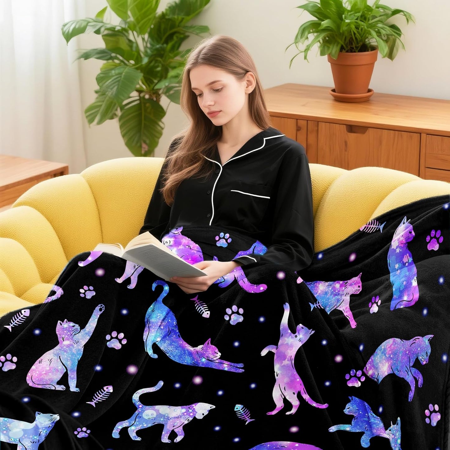 Cat Blanket Gifts for Cat Lover Soft Warm Flannel Cats Throw Blanket Stuff Gifts for Girls Women Kids Adults 50"X 40"