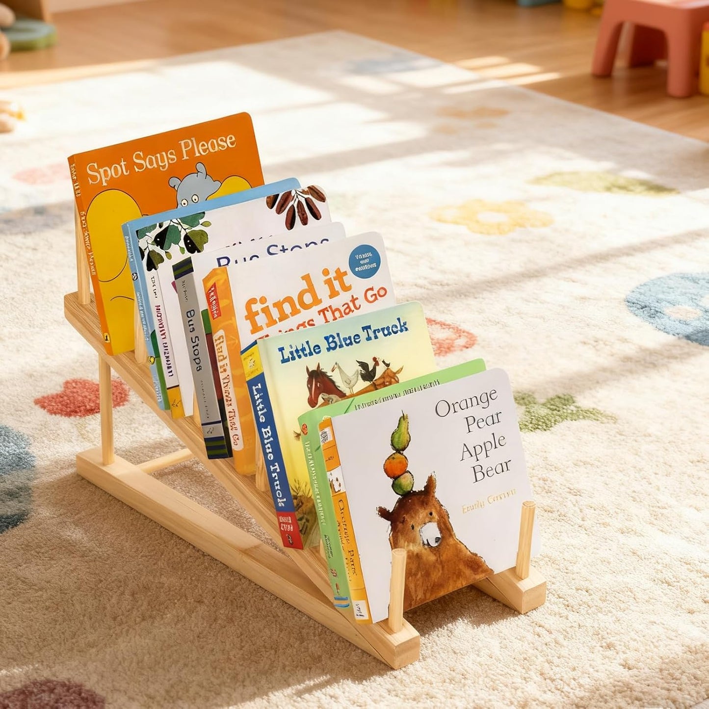 3 Pcs Bookshelf Holder, Wood Book Stand for Display 5-Tier Tabletop Small Kids Bookshelf Portable Book Rack Organizer Plate Holder for Vendor Events Art Platter Craft Show Retail Magazine Record
