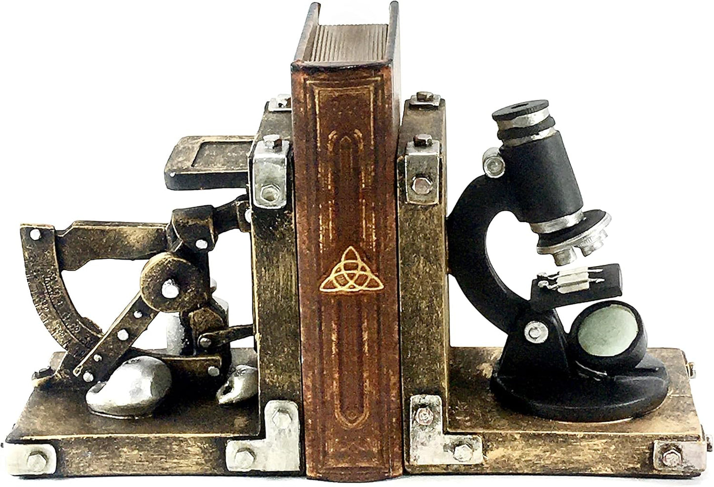 Bellaa 22731 Decorative Bookend Scientist Book Ends Support Bookshelves Science Gift Heavy Duty Non Skid Gold Home Decor 6 Inches