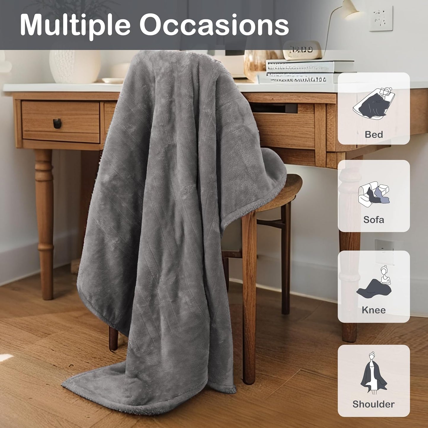 Electric Heated Blanket Full Size 72"×84" with 9 Heating Levels & 1-10Hs Auto Off, Single Control Large Heating Heater Blankets, Cozy for Bed & Sofa, Energy Efficient, Machine Washable, Light Gray