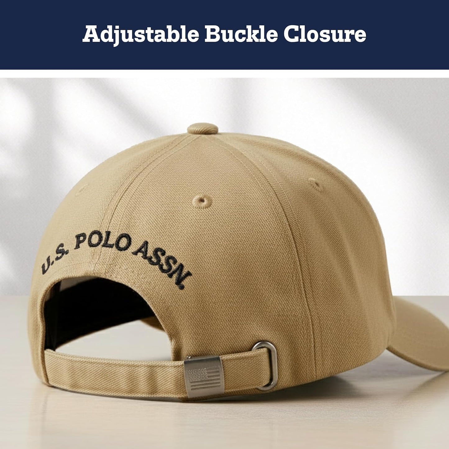 U.S. Polo Assn. mens U.s. Polo Assn. Washed Twill Cotton Adjustable Hat With Pony Logo and Curved Brim Baseball Cap, Khaki, One Size US