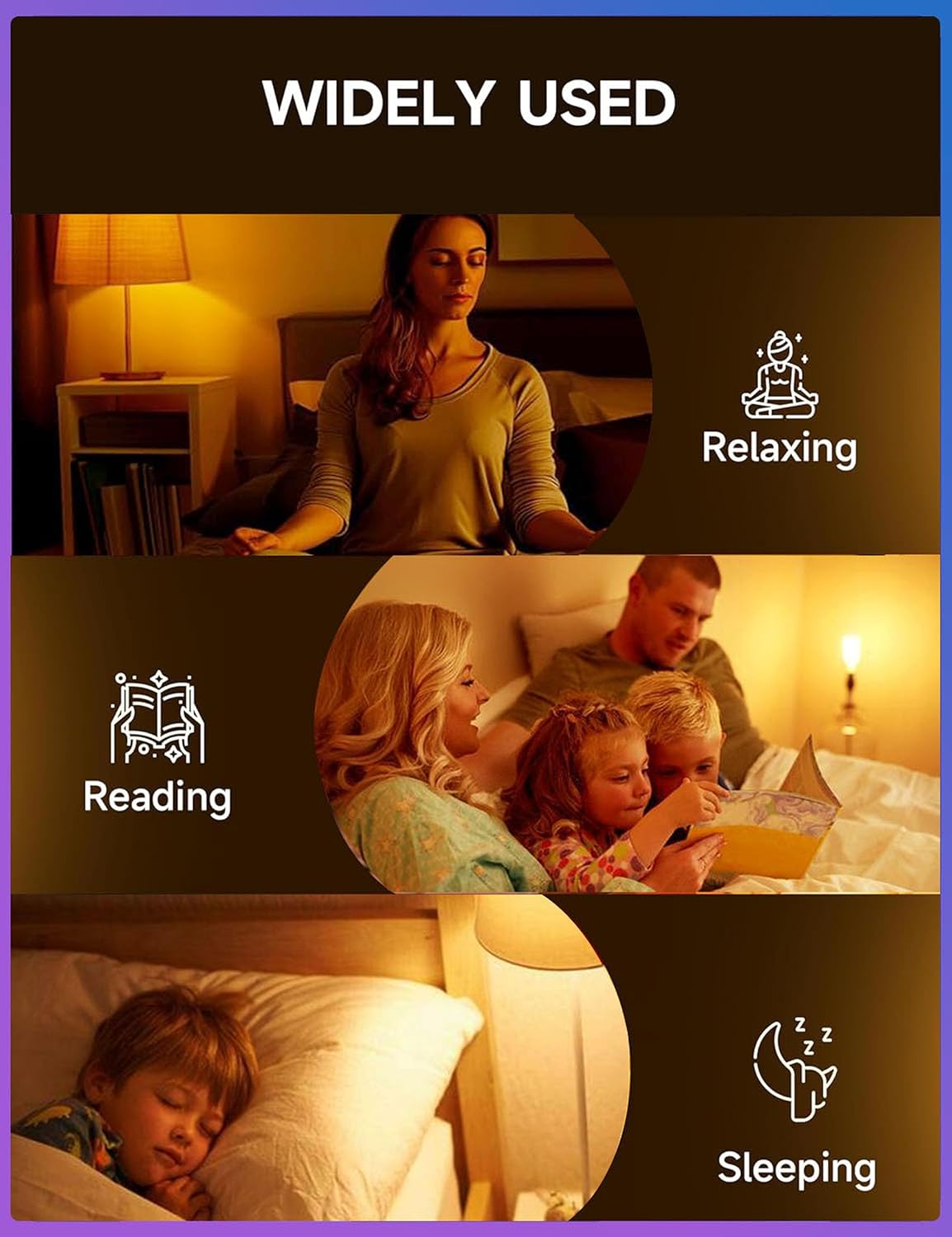 Amber Sleep Light Bulbs, Blue Light Blocking, A19 3W(25 Watt Equivalent) Dim Light Bulbs for Lamp,1800K Warm Light Bulbs,Mood Soothing Light E26 Warm Light Bulbs for Bedroom,2 Pack
