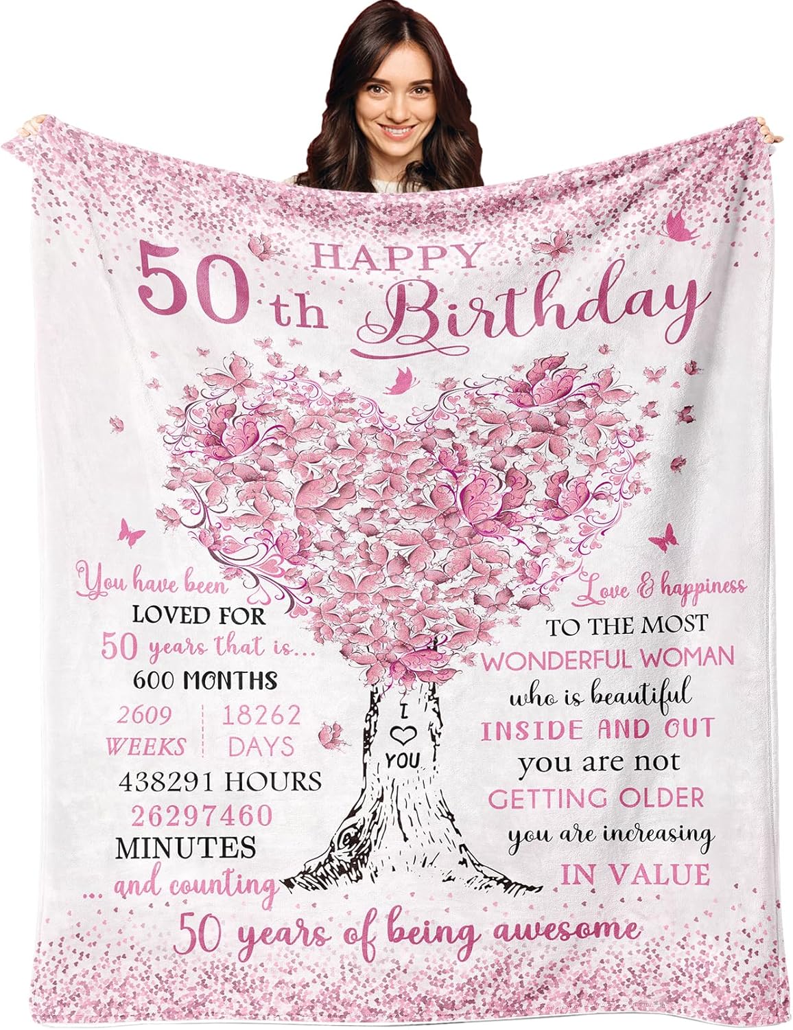 XALAZY 50th Birthday Gifts for Women Blanket 60"X50", 50th Birthday Gifts, 50th Birthday Gift Ideas, 1975 Birthday Gifts, 50 Year Old Gifts for Women, 50th Birthday Gifts for Her,50th Birthday Blanket
