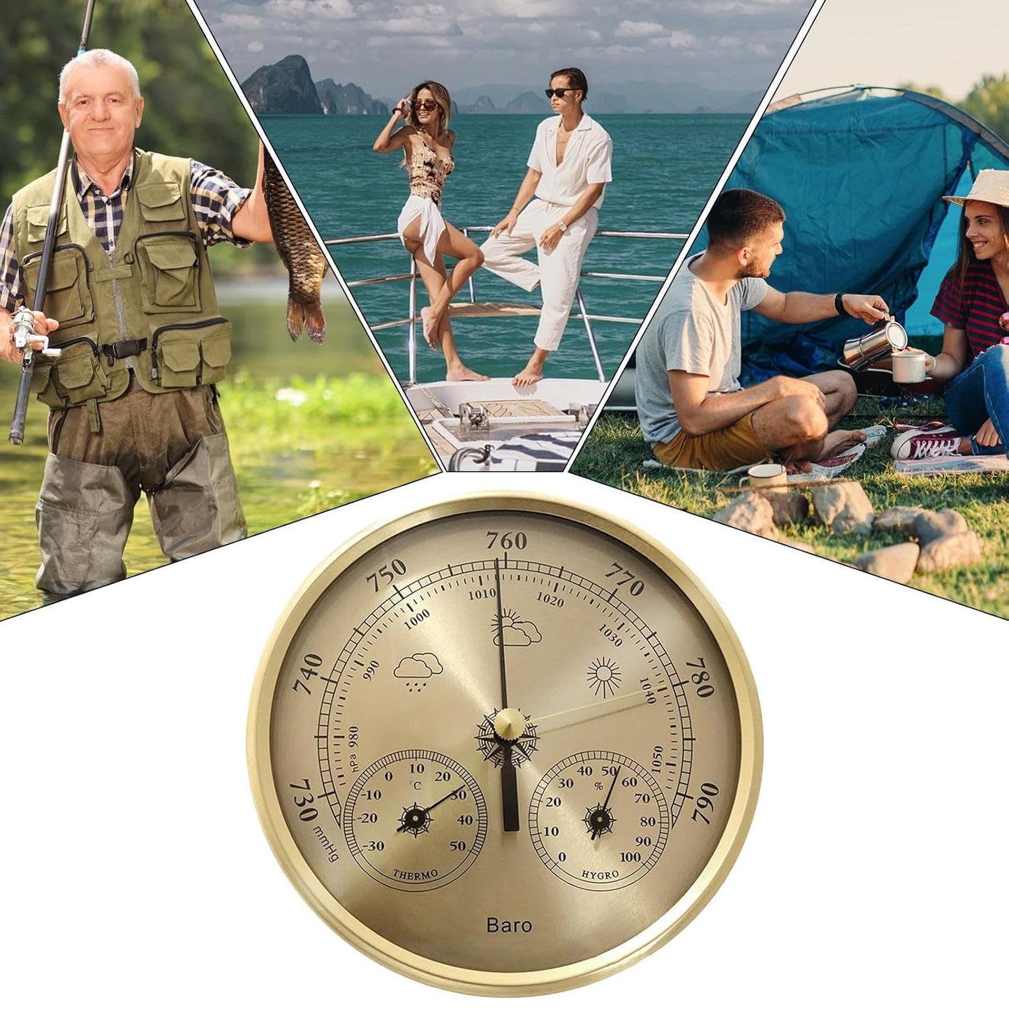 Humidity Monitoring Gauge Digital Thermometer Hygrometer Temperature Sensor High Precision Indoor Outdoor Marine Boating Fishing Home Office Metal Compact Reliable Easy Read Portable Measurement