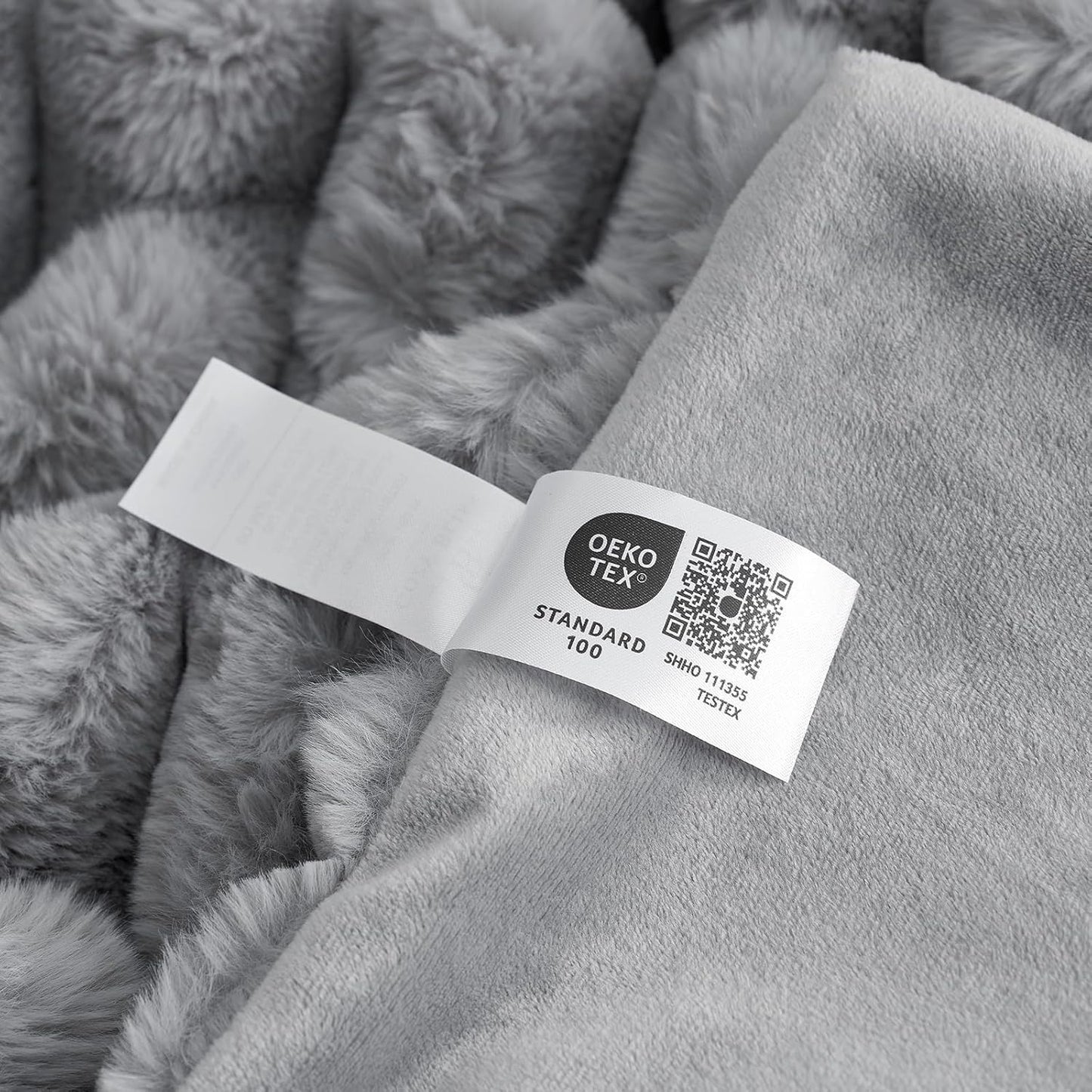 Cozy Bliss Faux Fur Throw Blanket for Couch, Cozy Warm Plush Striped Blanket for Sofa Bedroom Living Room, 50 * 60 Inches Gray