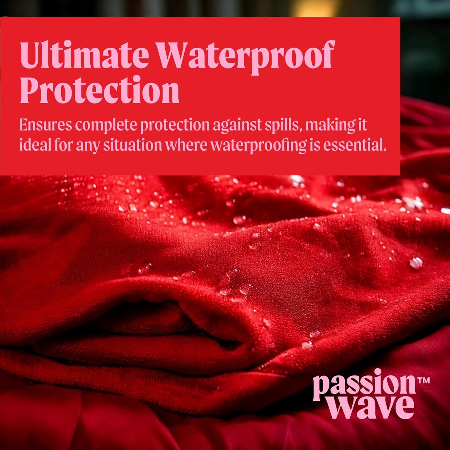 Waterproof Love Blanket Passion Wave – Ultra-Soft, Washable, Non-Slip, Stain-Resistant Cover for Couples – Cozy & Memorable Moments (Red, King)