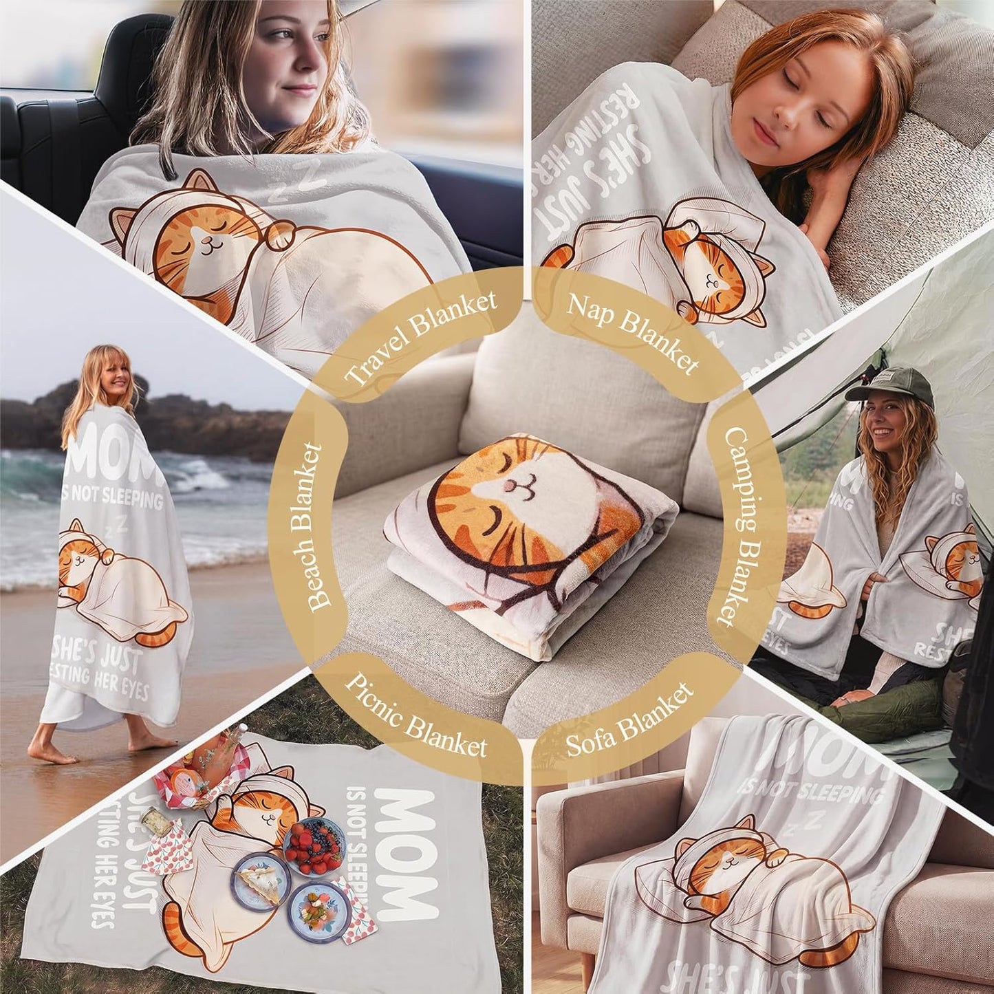 Gifts for Mom Birthday Gifts for Mommy from Daughter Son, Valentines Mothers Day Easter Birthday Thanksgiving postpartum Funny Ideas Gifts, Unique Thoughtful Blanket Cat Presents 60’’x50’’, Mom Gifts