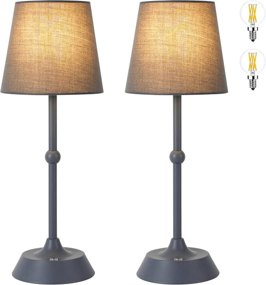 LED Cordless Grey Table Lamp Portable Dimmable Desk Lamp 6000mA Battery Powered Touch Control Table Lamp Dining Room,Bedroom,Bar,Camping,Balcony.