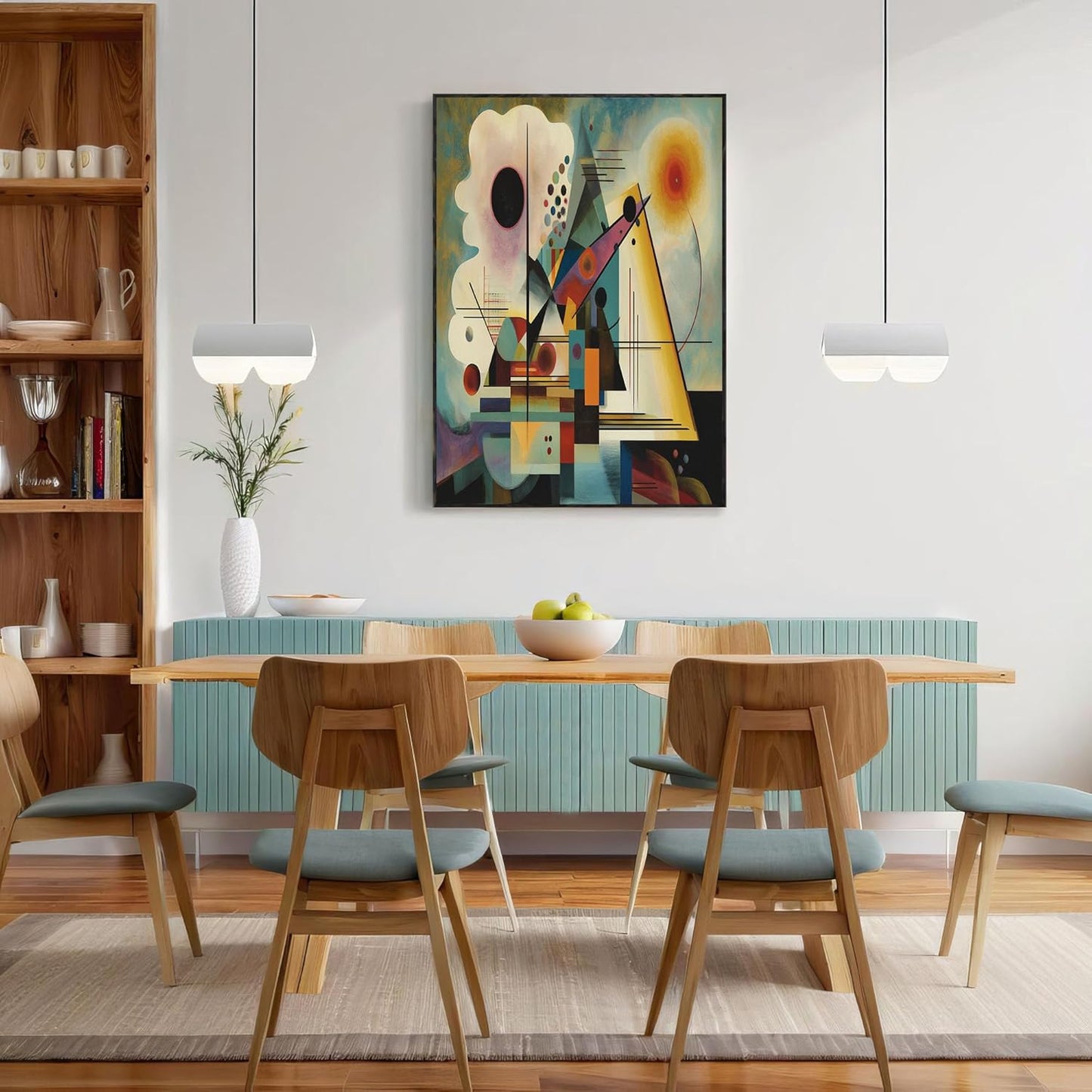 GDJSMIN Abstract Geometric Shapes Wall Art, Triangle Circle Design Poster for Reading Room Living Room Decor 16x 24 inch Unframed