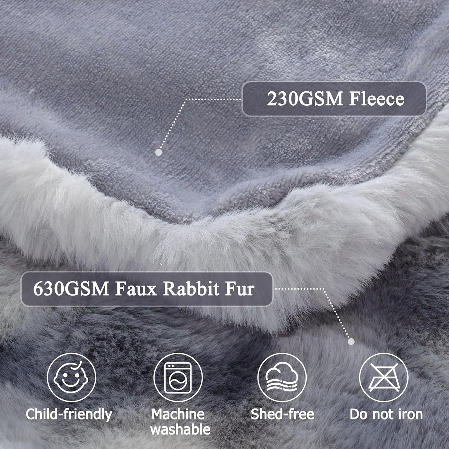Blue Faux Fur Throw Blanket for Couch, 50x60 Inch Cozy Plush Blanket for Bed, Sofa & Reading Nook Chair Bedroom Living Room