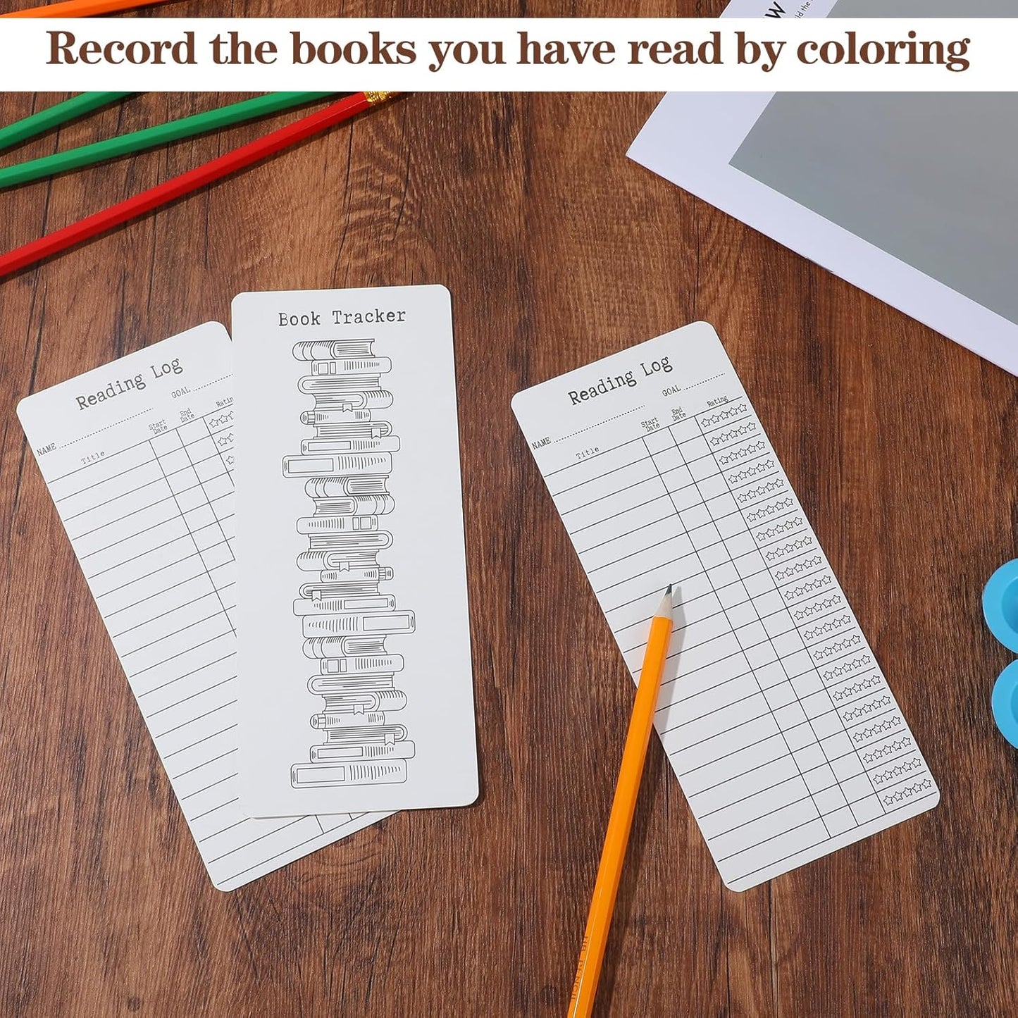 Ouligay 20pcs Book Tracker Bookmark Reading List Bookmark, Library Cards for Reading, Page Holders for Reading Enthusiasts, Teachers, Students