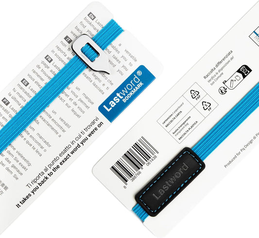 Lastword Elastic Bookmark Perfect for Any Book - Book Markers with Line Pointer Design Made in Italy - Blue
