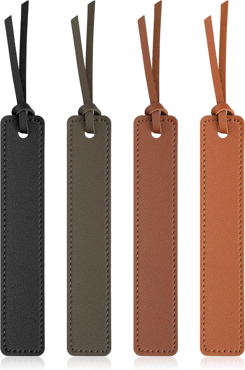 Leezmark 4 Pcs Leather Bookmark, Classic Stitched Bookmark, Bookmarks with Leather Rope, Page Markers Reading Gifts for Book Lovers, Readers, Book Marks for Men Women