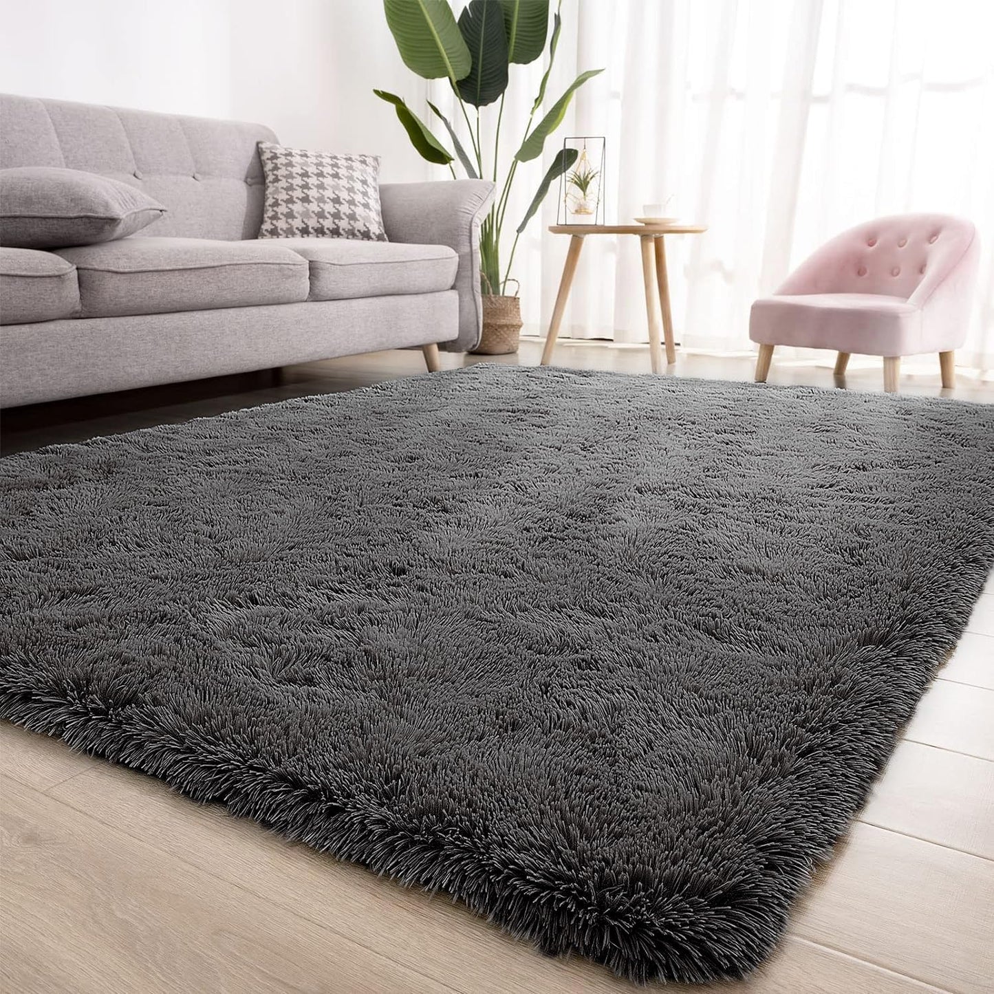 Kelarea Area Rug for Living Room, 5x8 Non-Slip Dark Grey Rug Fluffy Soft Shag Rugs, Fuzzy Shaggy Plush Carpet for Bedroom, Nursery Rooms, Home Dorm