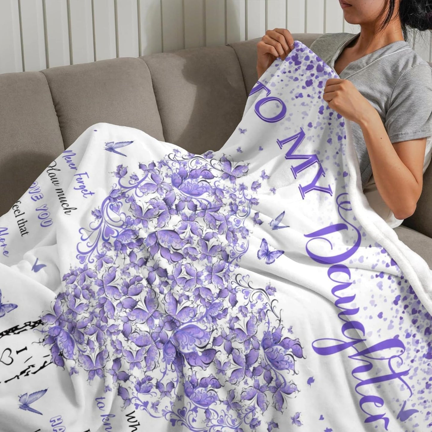 Daughter Gifts from Mom Dad, Birthday Gifts for Daughter, Unique Fun Purple Tree Girl Throw Blanket Gift for Graduation Christmas Quinceanera Super Soft Warm Comfy Plush Flannel Fleece Blanket 60"x50"