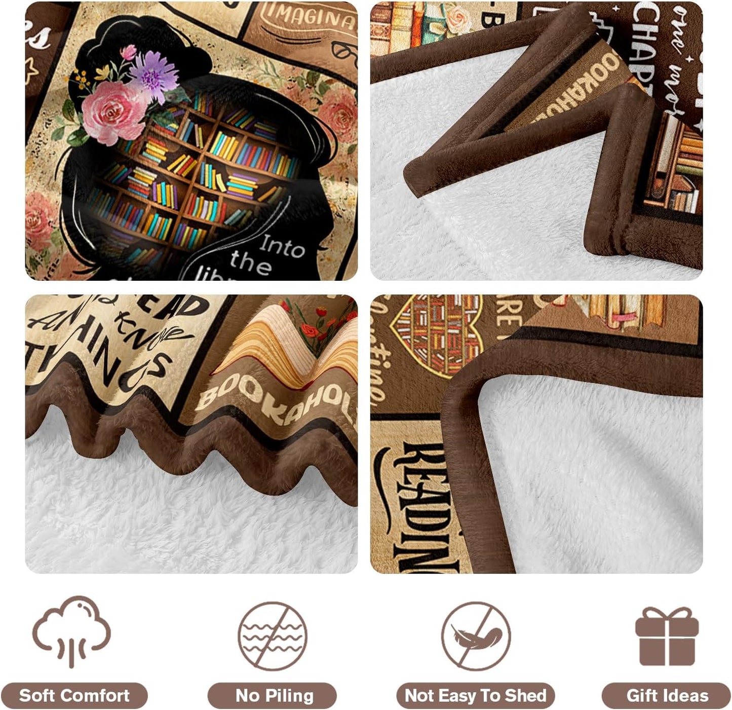 Book Lovers Gifts - Gifts for Book Lovers - Booklover Gift for Women - Bookworm Librarian Readers Booklover Bookish Reading Accessorie Blankets Present for Women Girls - Books Lover Blanket 50"X60"