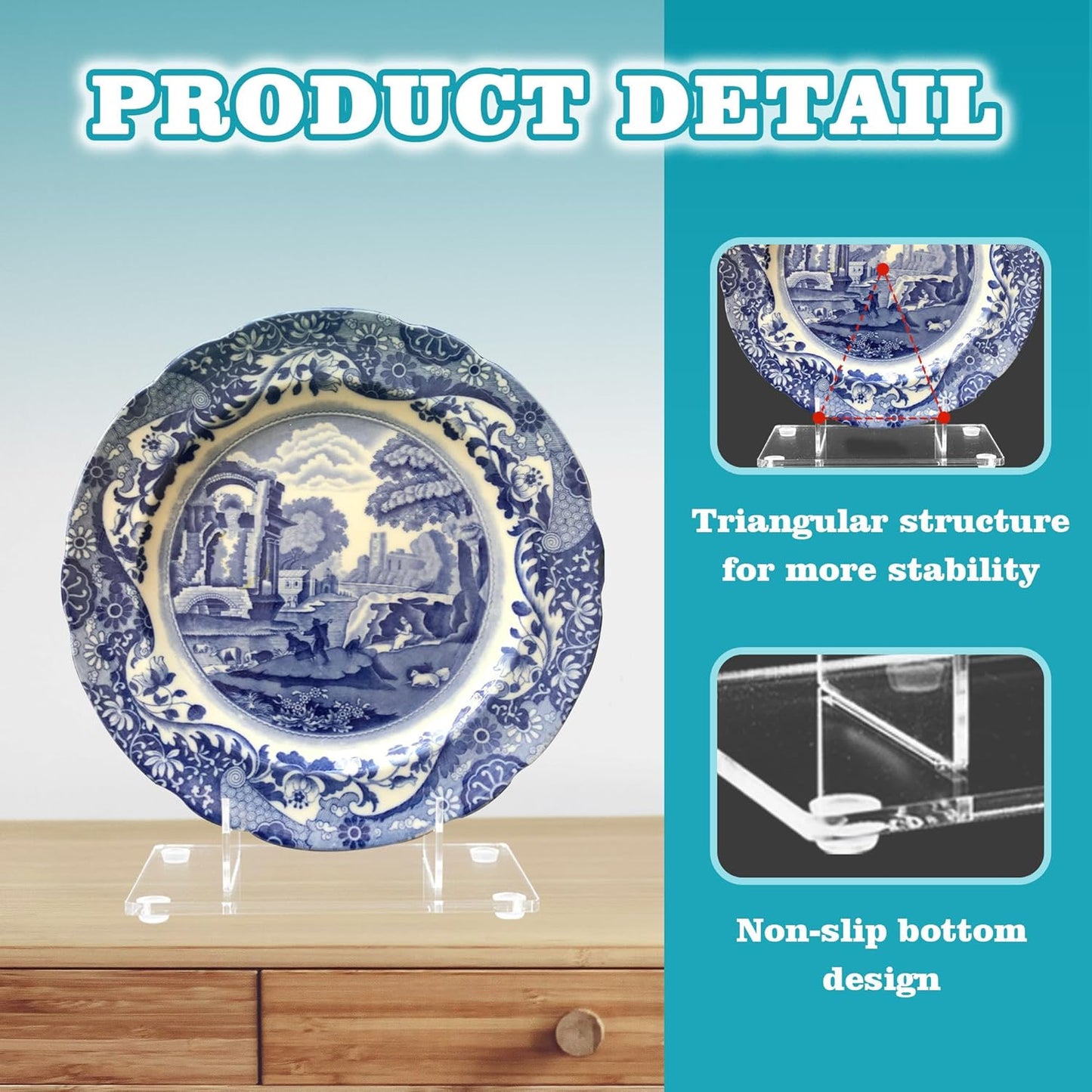 2 PCS Acrylic Easel for Books, Clear Picture Frame Stands for Display, Acrylic Stands for Display, Tabletop Plate Holder Rack for Photo Card Magazine