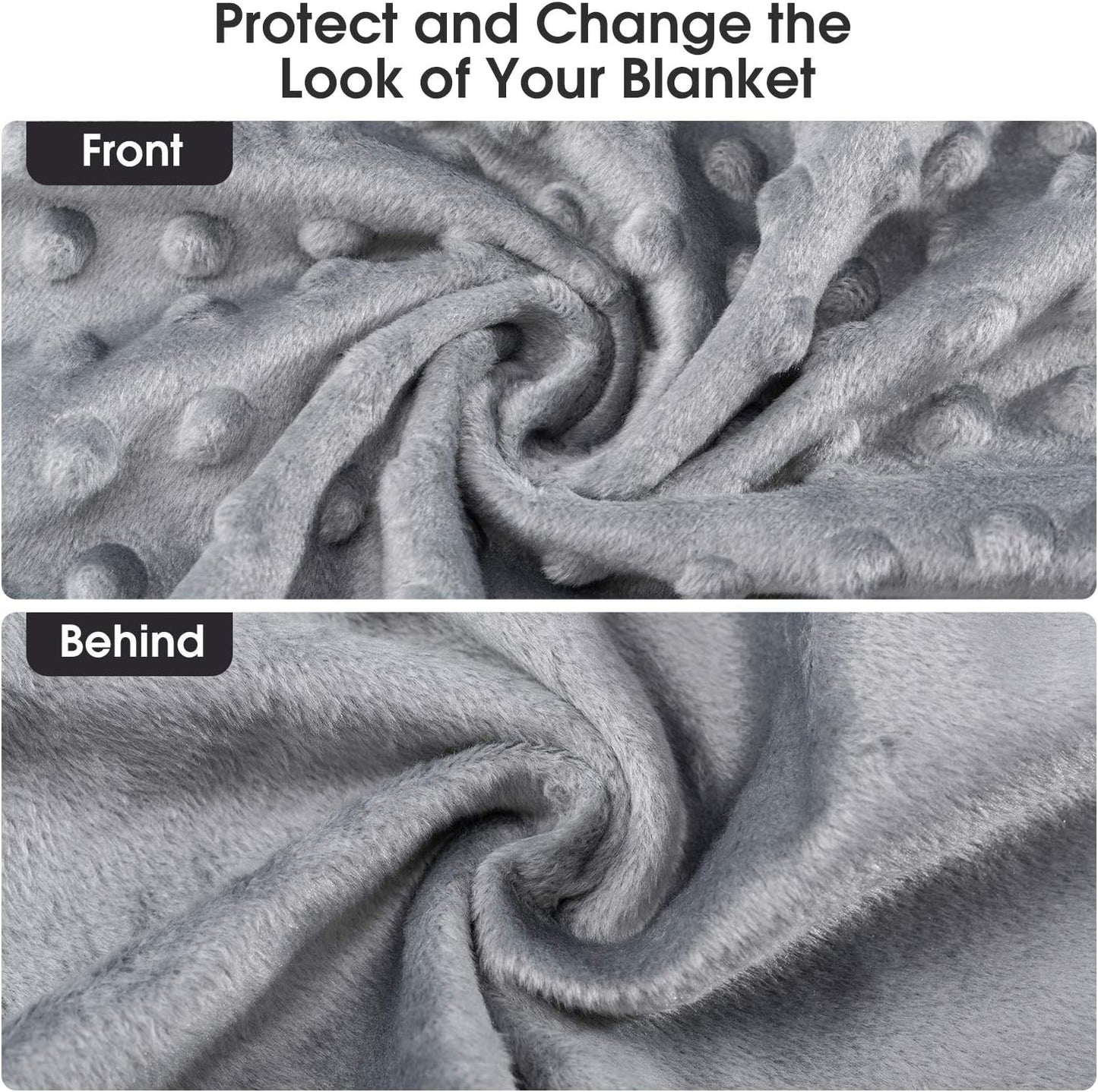 Acdyion Weighted Blanket Cover 48x72, Grey Minky Dot & Fleece Removable Duvet Cover with 12 Ties, Washable Fabric for 48x72 Weighted Blankets, Soft Minky and Cozy Fleece Dual-Sided Cover