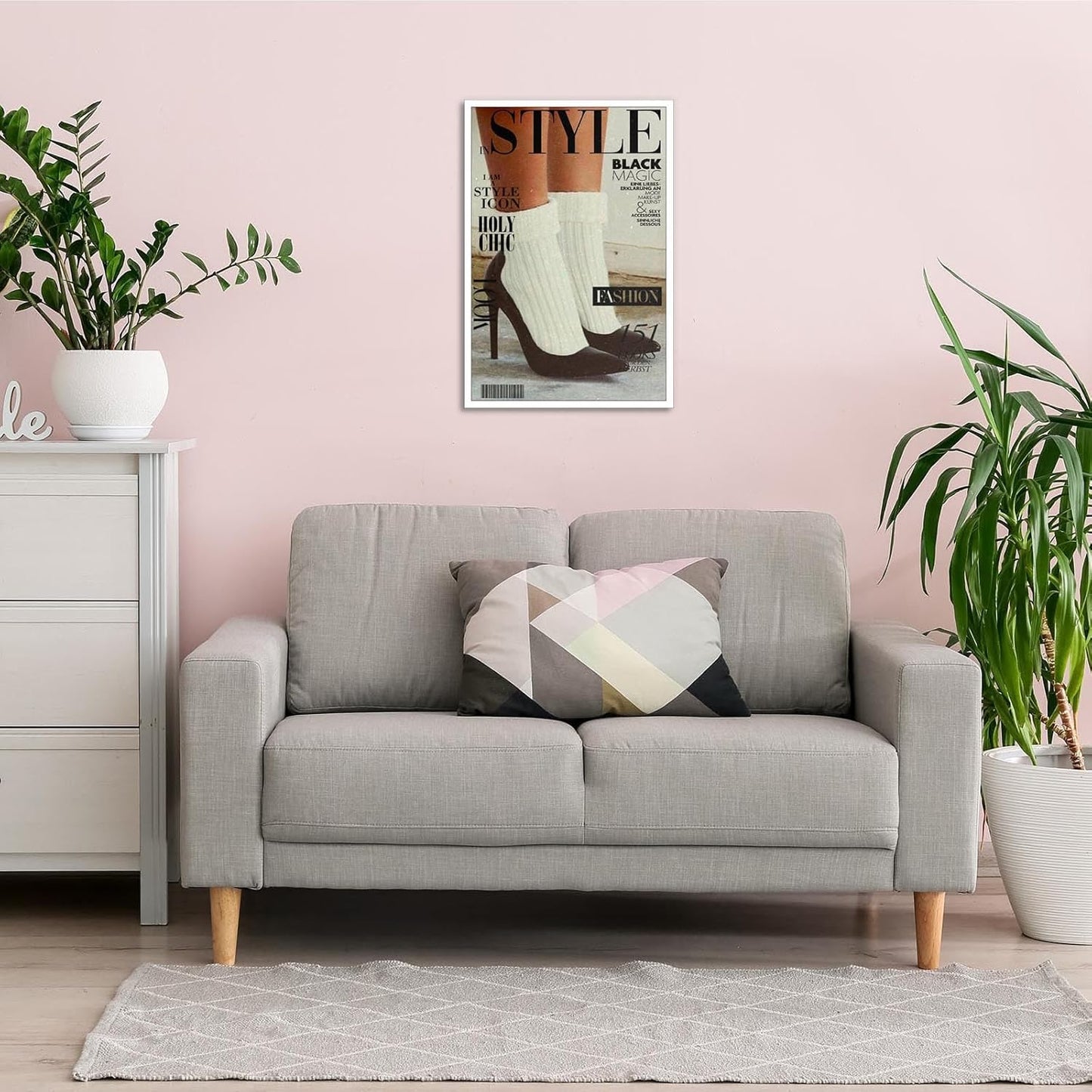 Trendy Red Boot Wall Art Funky Feminist Canvas Poster Trendy Preppy Newspaper Aesthetic Prints Stockholm Style Room Decor For Bar Cart Dorm Bedroom Wall Decor 12x16in Unframed