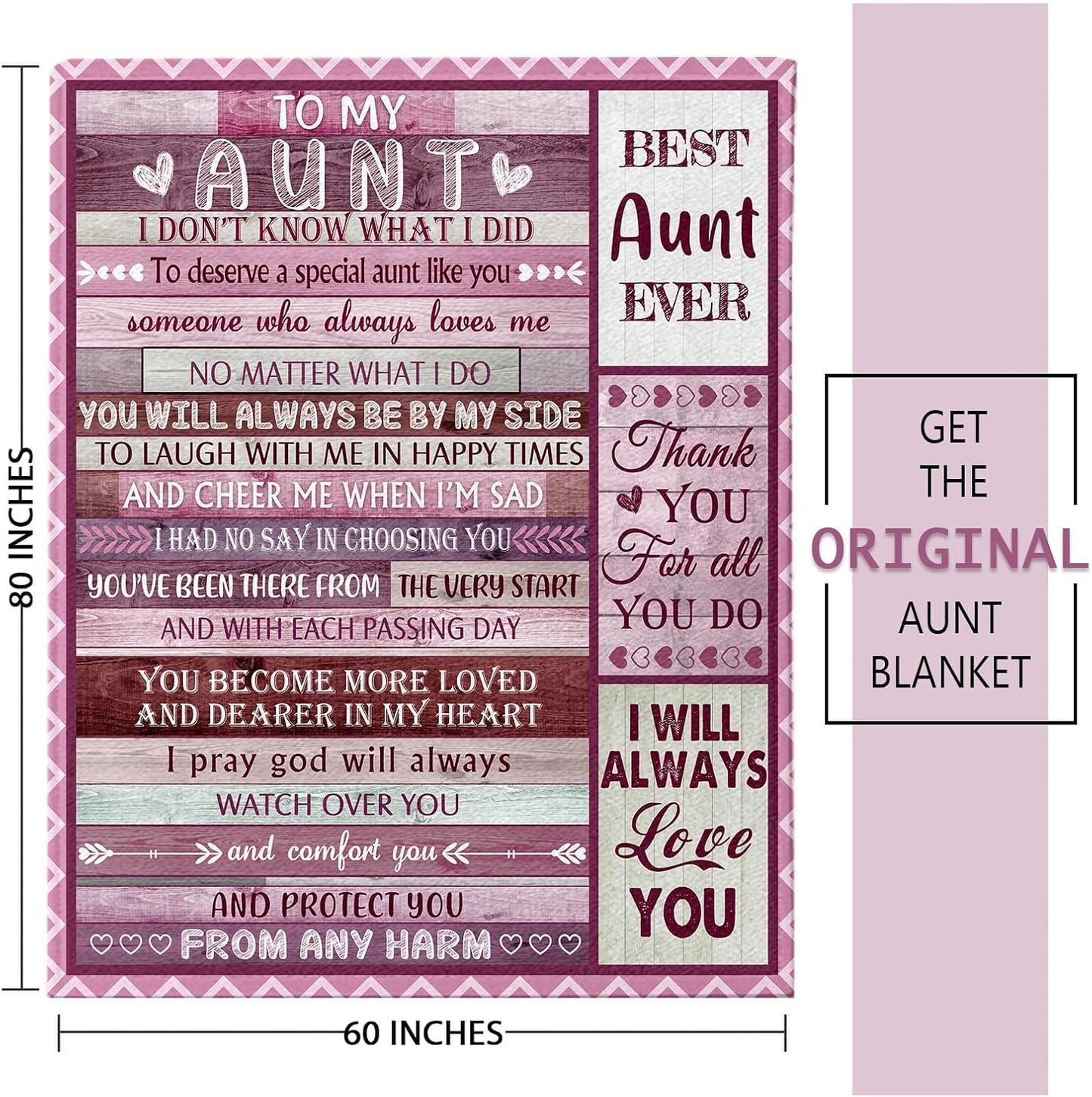 Best Aunt Ever Blanket - Birthday and Christmas Gifts for Aunts from Niece Nephew - Throw Blanket for Aunties 60"x80"