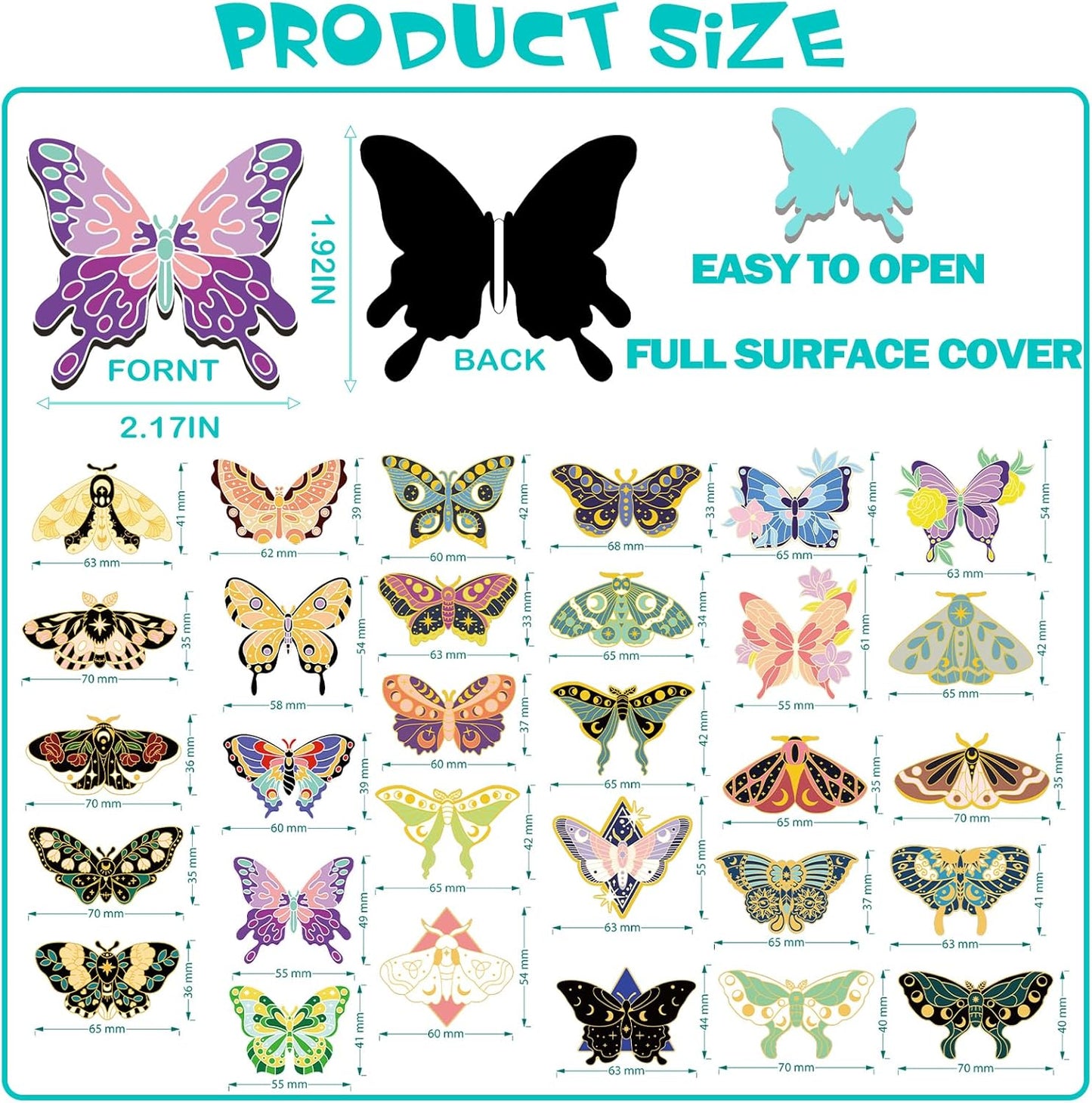 Ireer 60 Pcs Butterfly Magnetic Bookmarks Magnet Butterfly Shape Page Markers Cute Bookmarks Foldable Page Clip for Reading Office Gifts Supplies, 30 Styles
