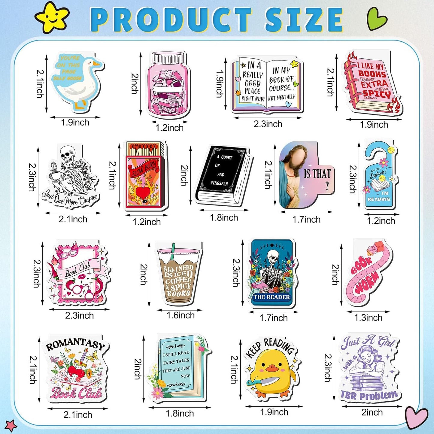Skyygemm 18 Pcs Funny Magnetic Bookmarks Magnet Bookmarks Fun Cute for Reading Bookworm Booklover Women Work Adults Travel School Teacher Office Supplies Gifts