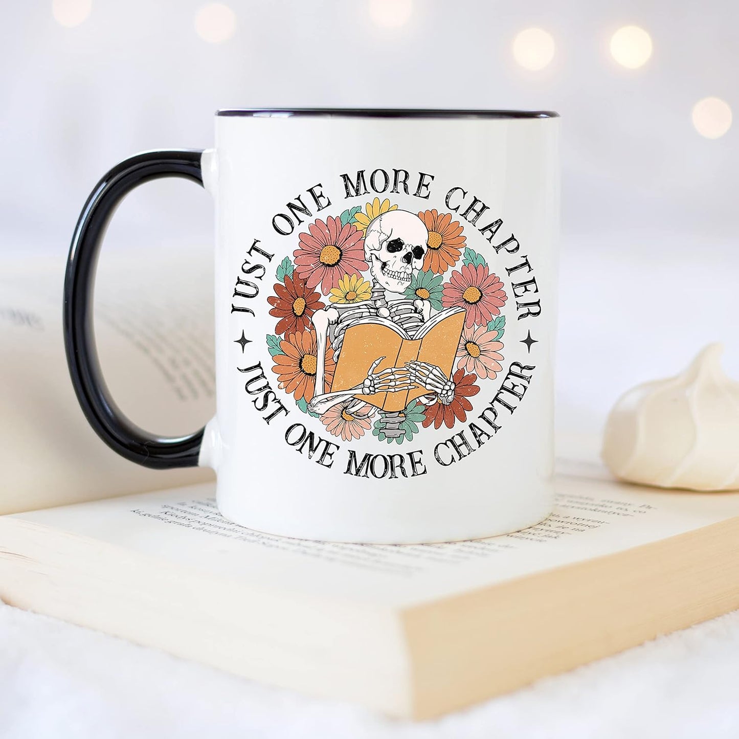 YouNique Designs Just One More Chapter Mug, 11 Oz, Bookish Gifts, Book Lovers Gifts, Librarian Gifts for Readers Book Lovers Women, Book Club Gifts for Women, Book Mug, Bookworm Gifts (Black Handle)
