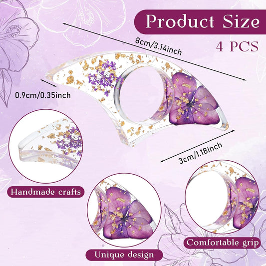 4 Pcs Books Page Holder Dried Flower Resin Transparent Bookmark Thumb Bookpage Holder Reading Accessory Book Clips to Hold Books Open Book Accessories Gift for Reading Lovers Teachers Students
