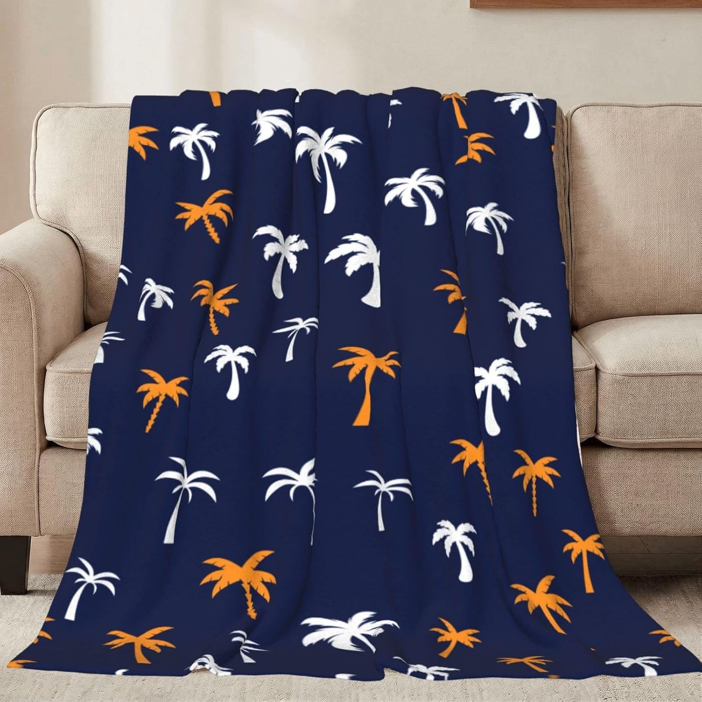 Coconut Palm Tree Throw Blankets All Season Ultra Soft Warm Summer Tropical Theme Fleece Blanket for Home Bed Sofa Couch Chair Outdoor Travel Camping 40x30 Inch