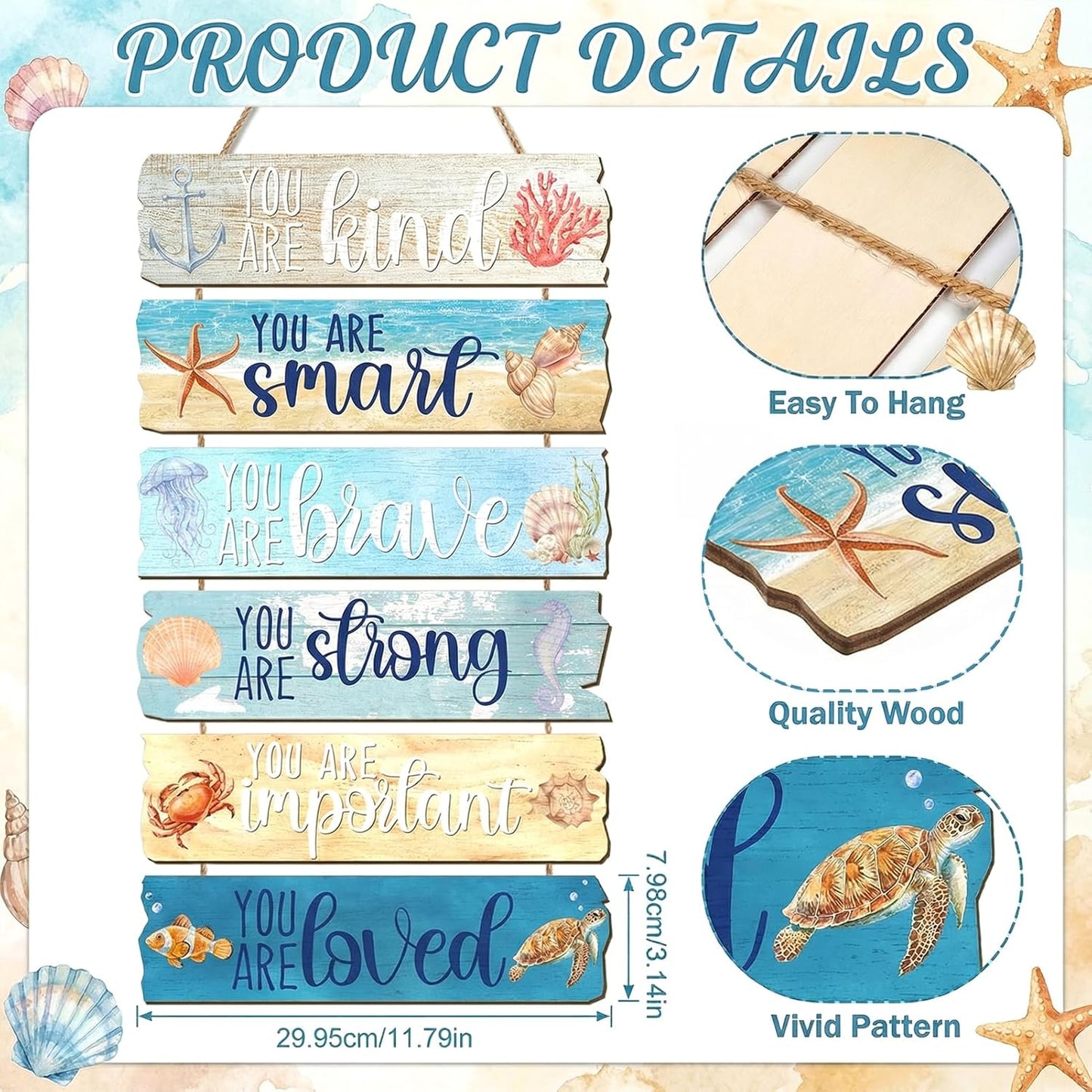 Summer Beach Wooden Wall Decor Summer Ocean Motivational Wall Art Room Decor Wooden Hanging Sign Decorations for Bedroom Bathroom Office Home Inspirational Quotes Signs Living Room Door Decorations