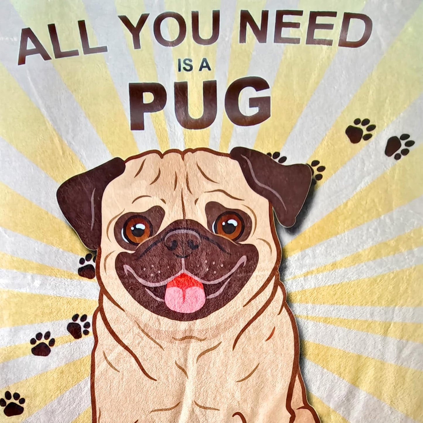 Pug Blanket, Cute Puppy Fleece Blankets Super Soft Fuzzy Gifts for Pugs Lovers Plush Throw Dog Decor (Brown Pug, 47" x 60")