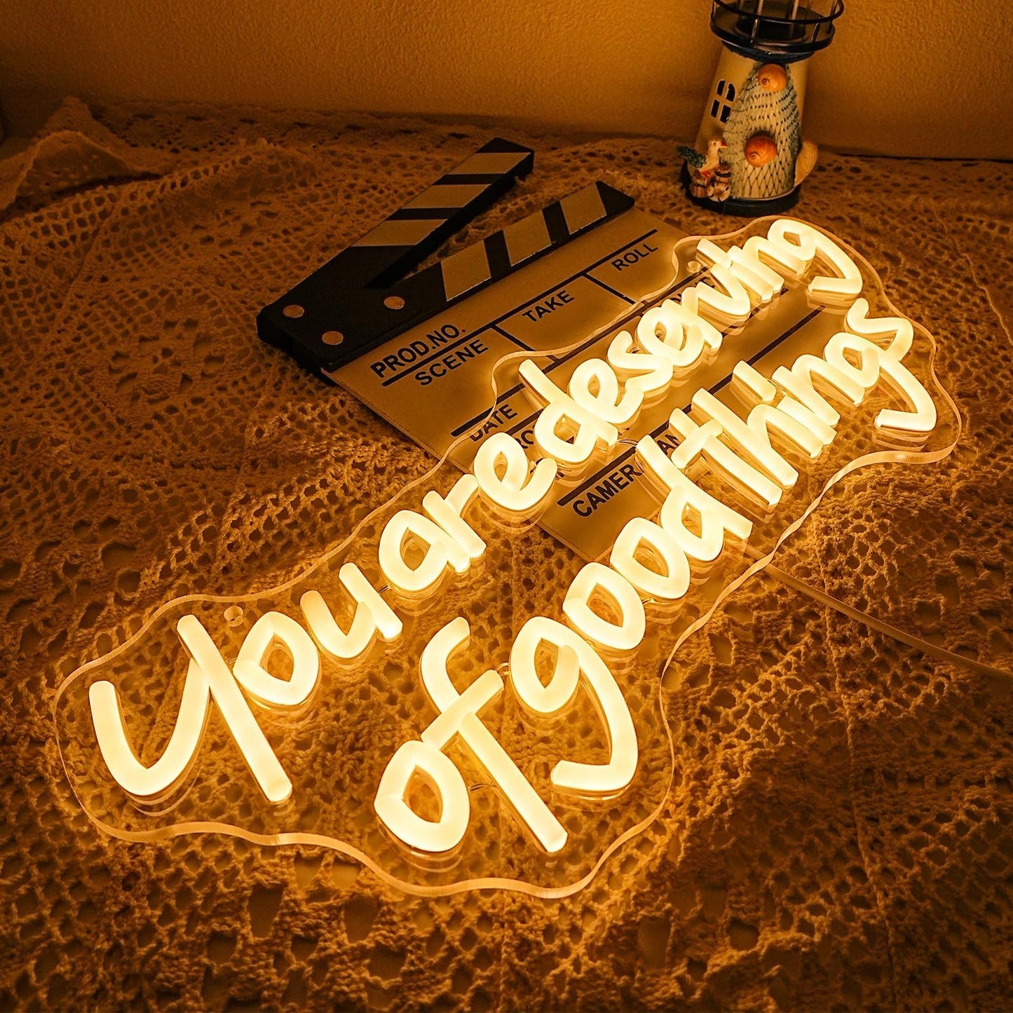 You Are Good Deserving Of Good Things Neon Sign for Wall Decor Letter Neon Light Classroom Led Neon Signs Warm White Led Neon Lights for Office Classroom Dormitory Decoration
